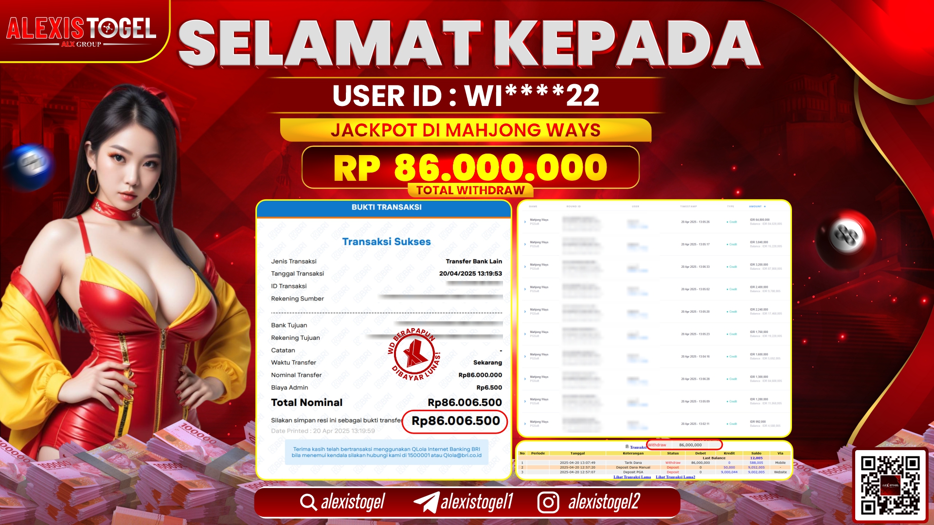 ALEXISTOGEL di SLOT MAHJONG WAYS RP.86.000.000 LUNAS