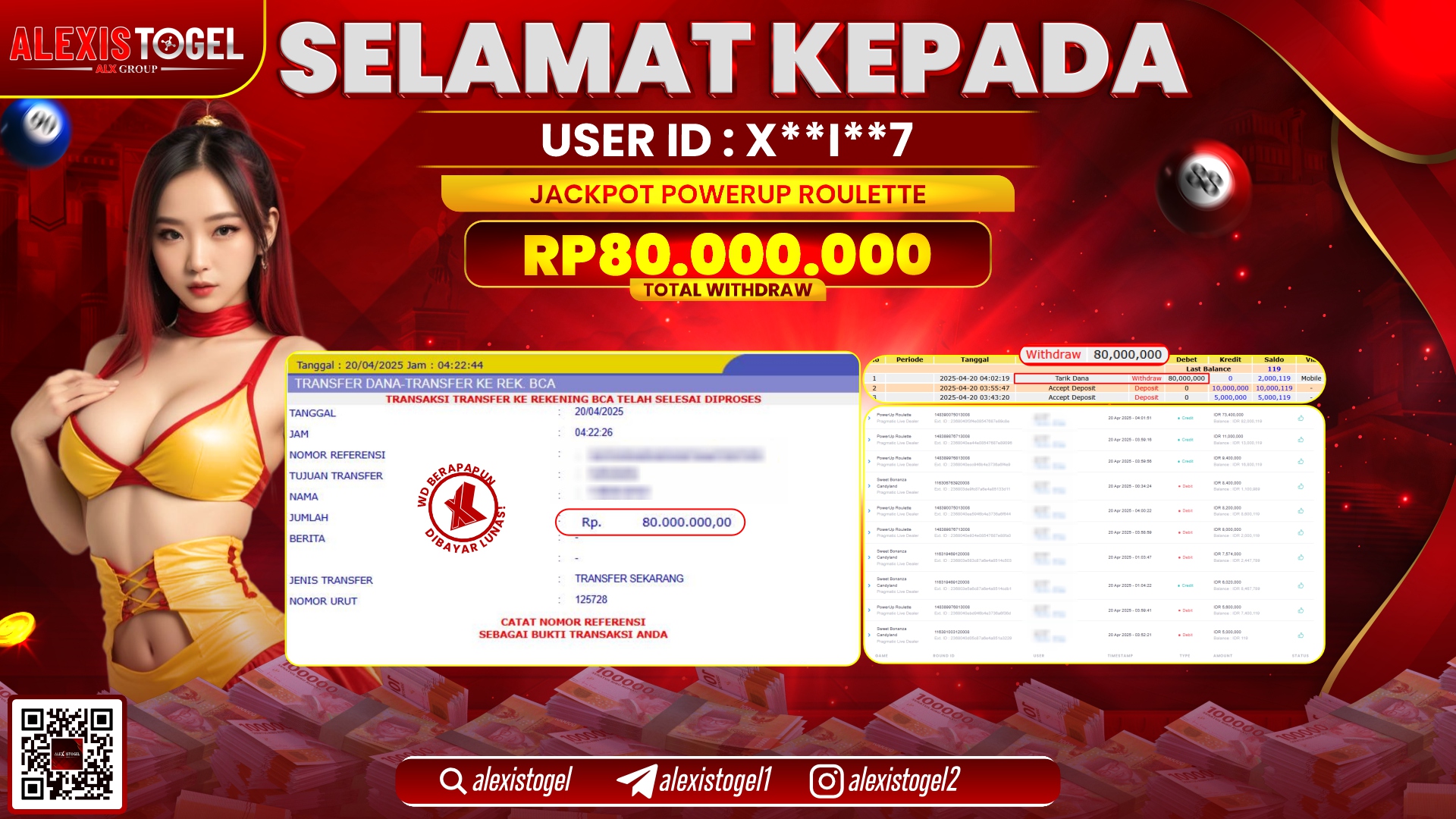 ALEXISTOGEL di PP POWERUP ROULETTE RP.80.000.000 LUNAS