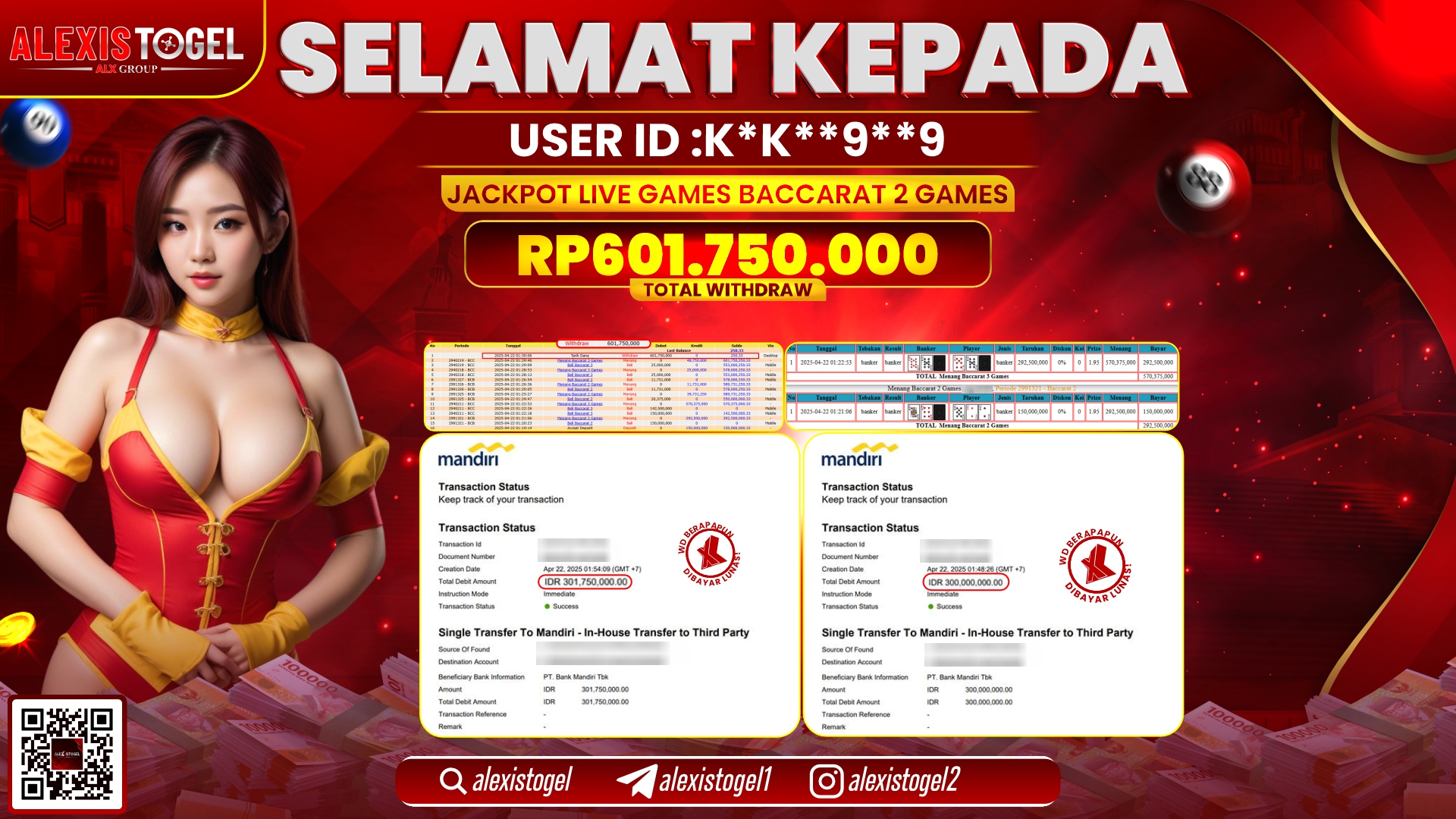 ALEXISTOGEL di PP LIVE SPEED BACCARAT RP.601.750.000 LUNAS