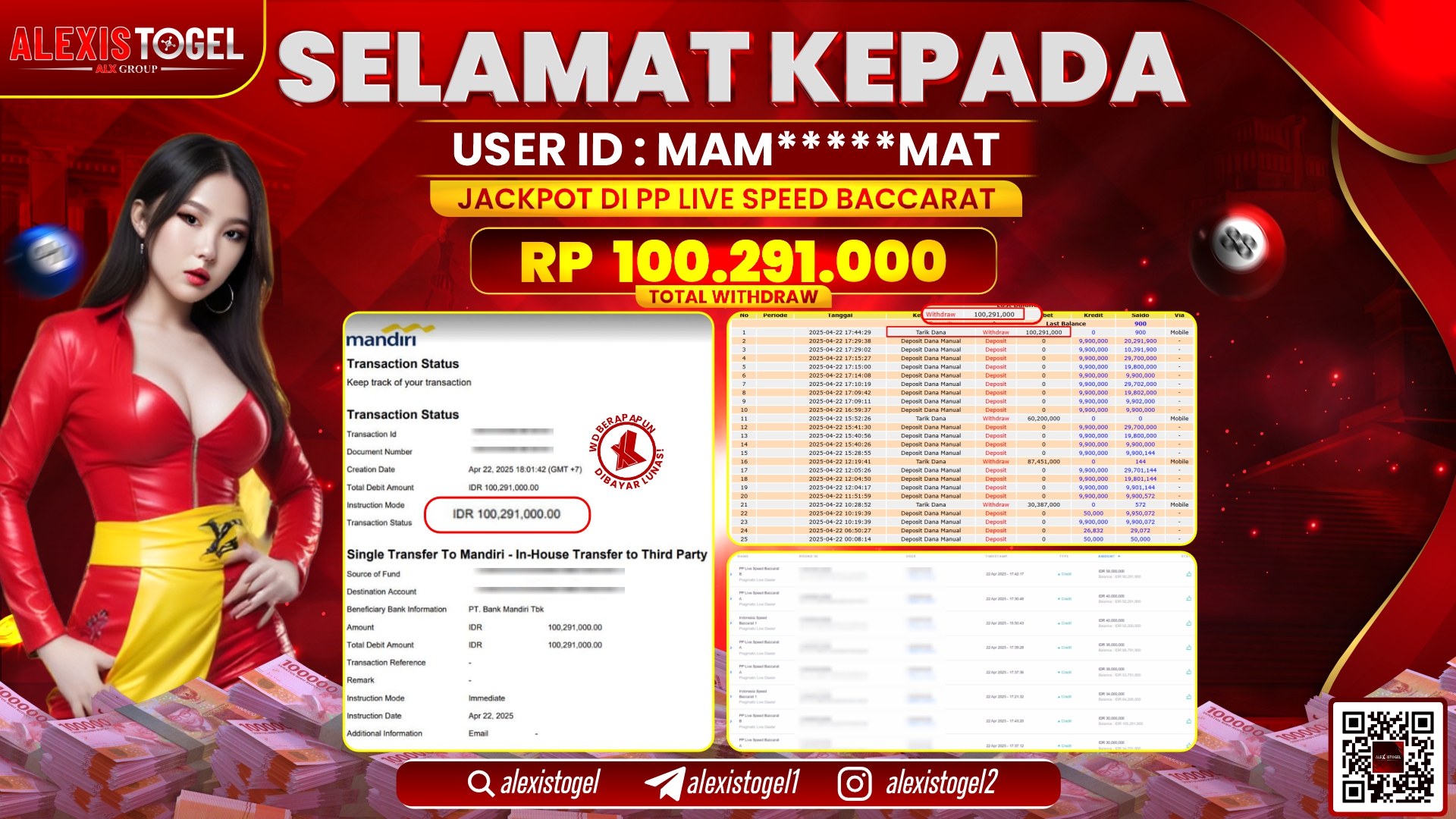 ALEXISTOGEL di PP LIVE SPEED BACCARAT RP.100.291.000 LUNAS