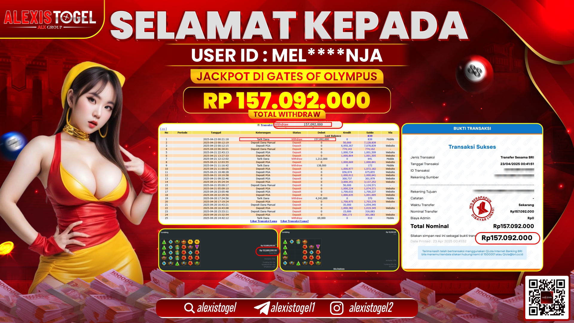 ALEXISTOGEL di SLOT GATES OF OLYMPUS RP.157.092.000 LUNAS