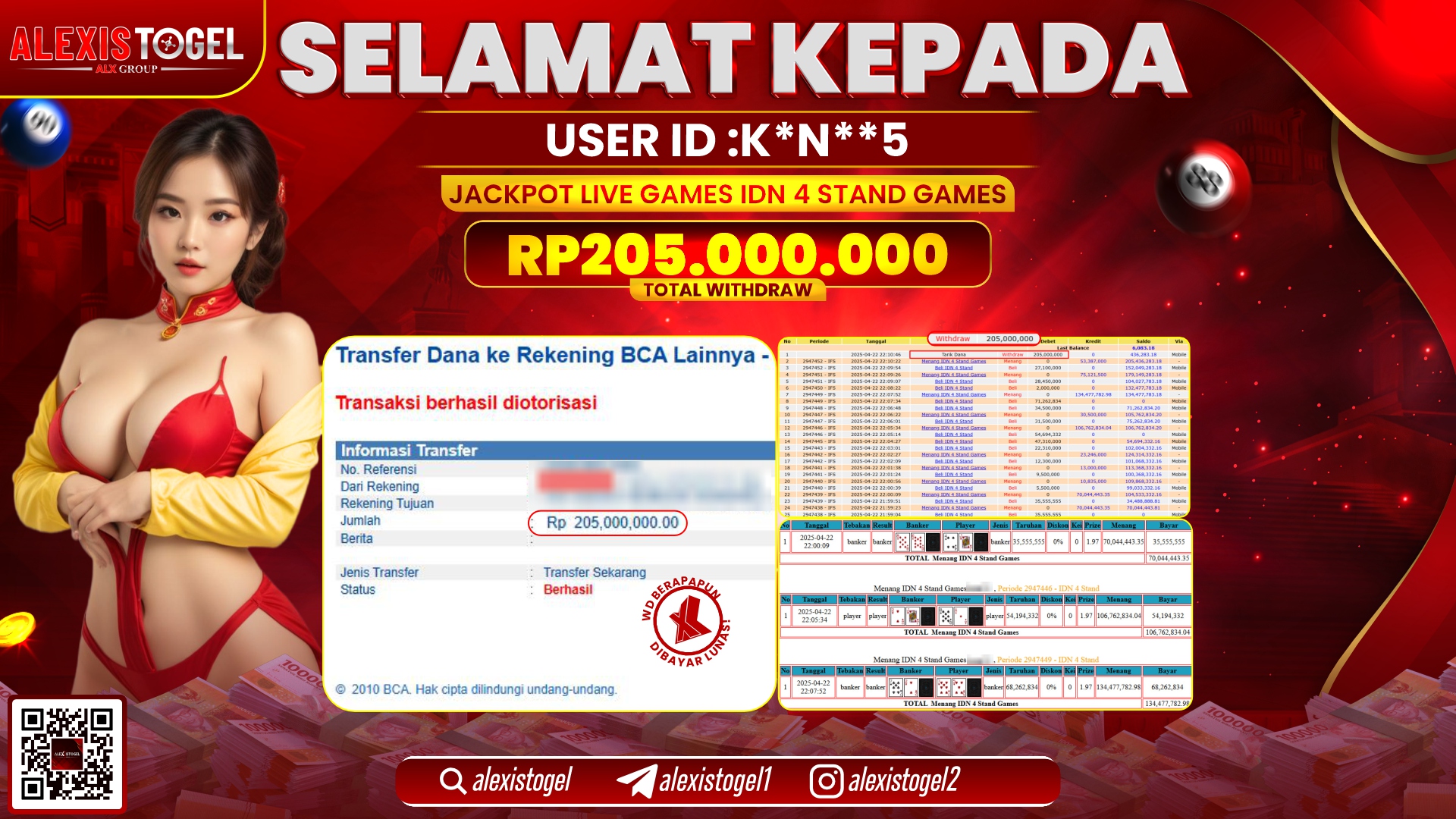 ALEXISTOGEL di LIVE GAMES IDN 4 STAND RP.205.000.000 LUNAS
