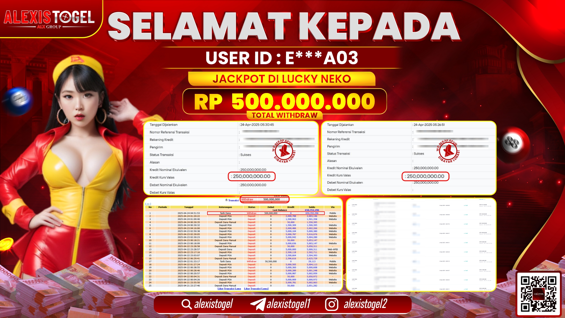 ALEXISTOGEL di SLOT LUCKY NEKO RP.500.000.000 LUNAS