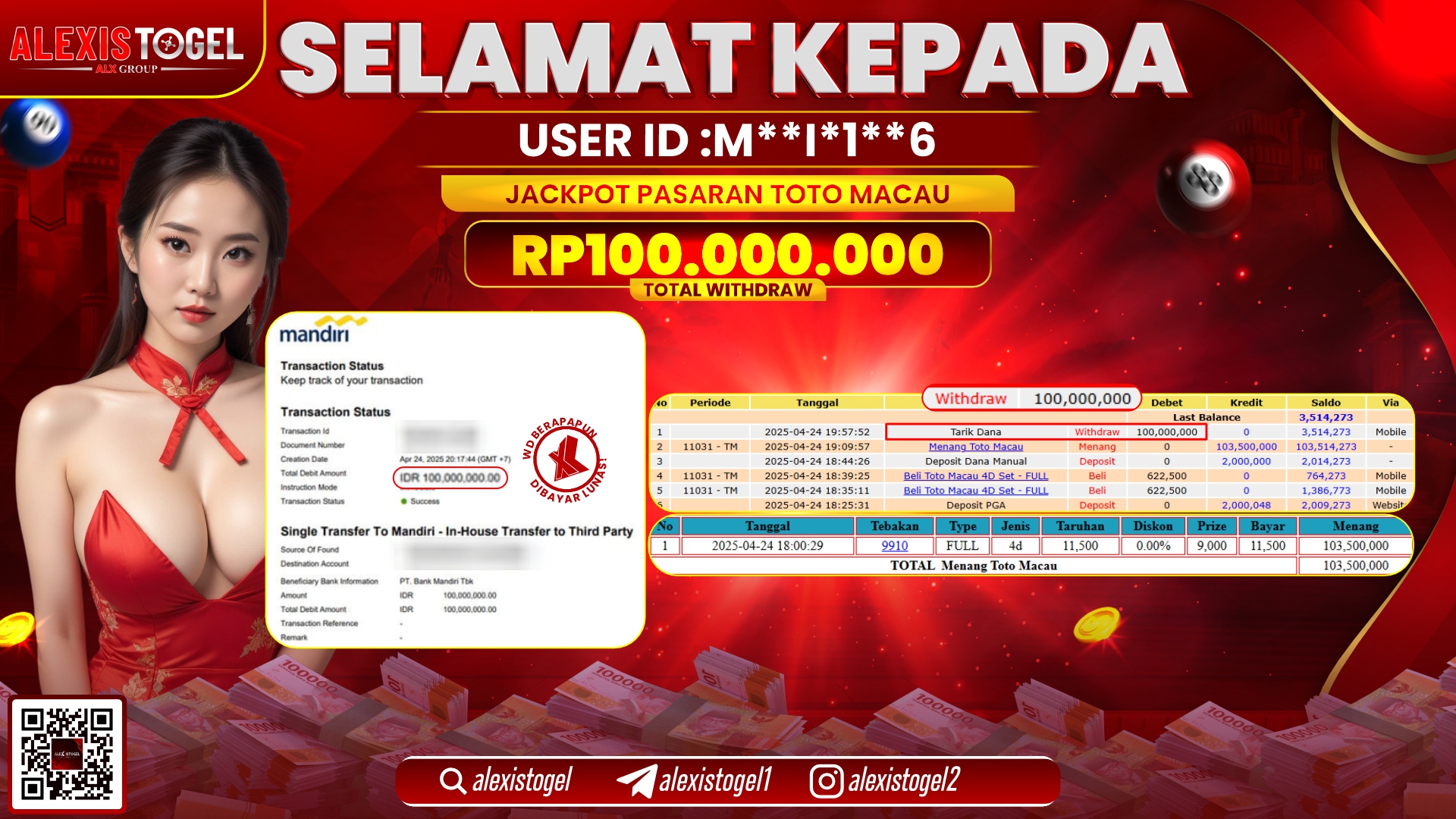 ALEXISTOGEL di TOGEL TOTOMACAU RP.100.000.000 LUNAS