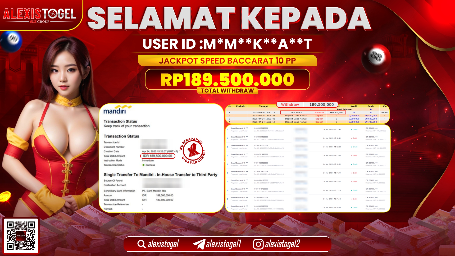 ALEXISTOGEL di SPEED BACCARAT 10 PP RP.189.500.000 LUNAS