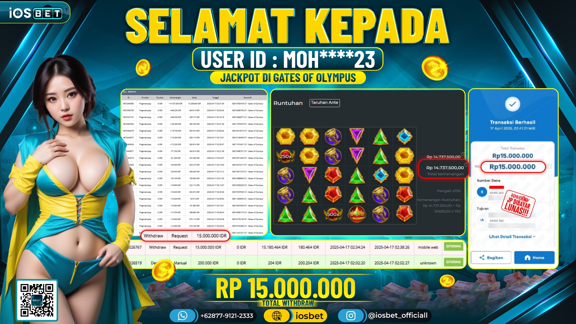 Bukti Pembayaran LUNAS SLOT GAME GACOR  Rp.15.000.000