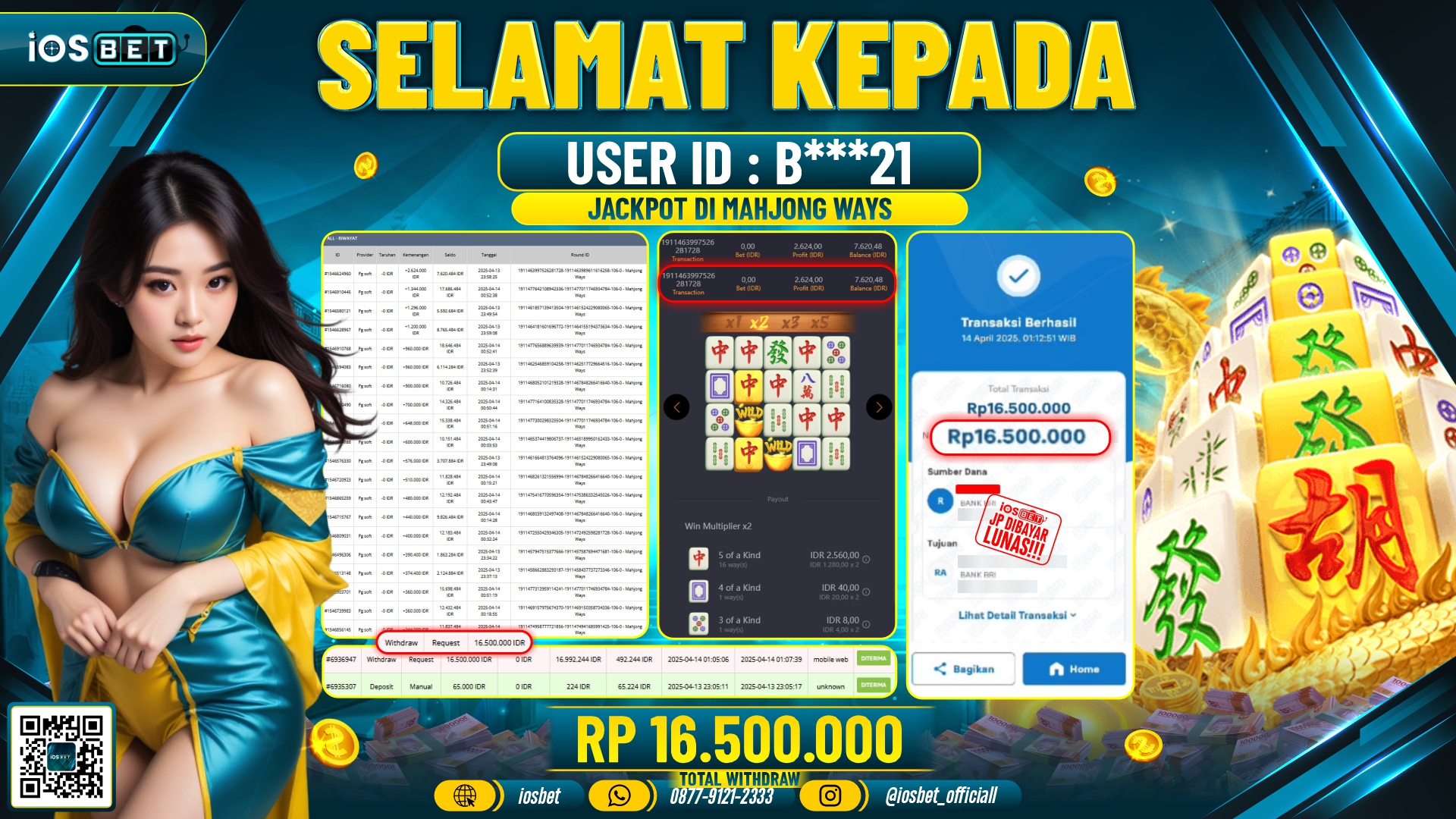 Bukti Pembayaran LUNAS SLOT GAME GACOR  Rp.16.500.000