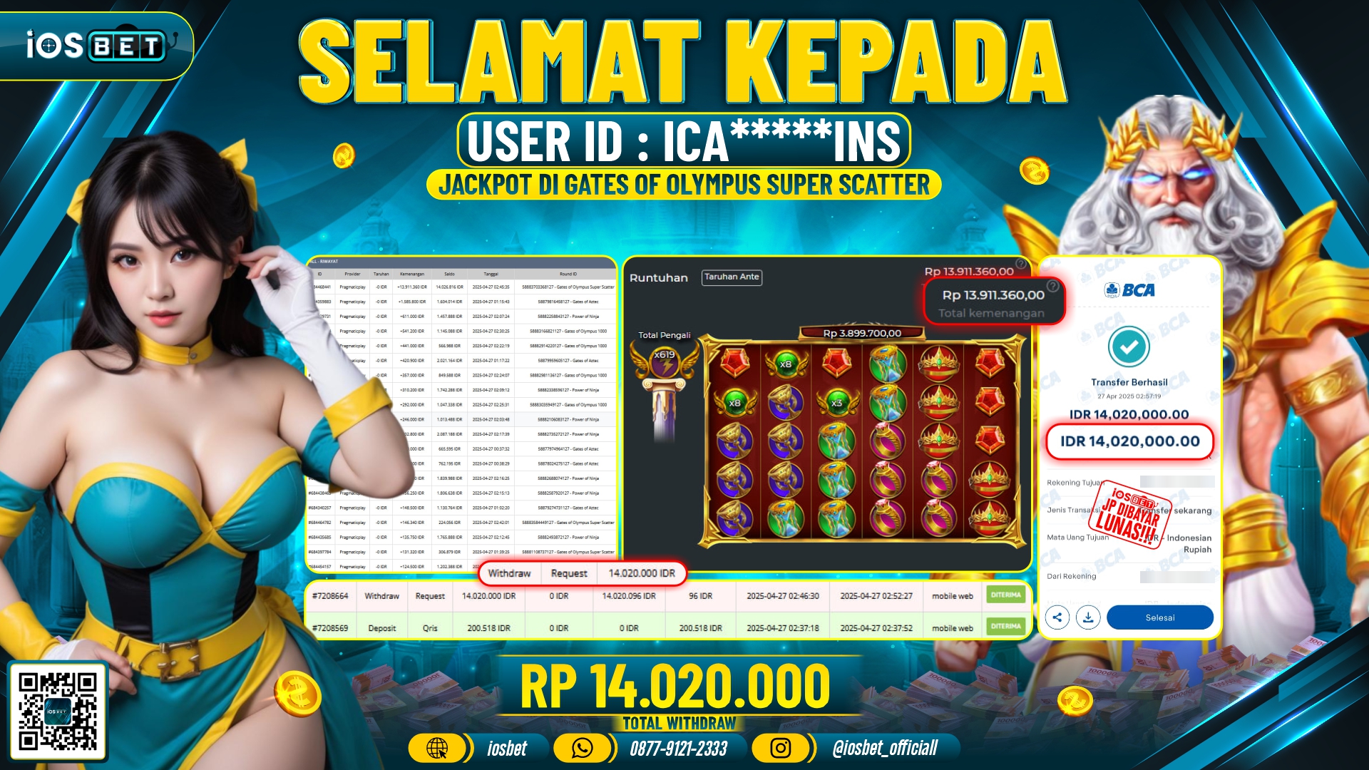 Bukti Pembayaran LUNAS SLOT GAME GACOR  Rp.14.020.000