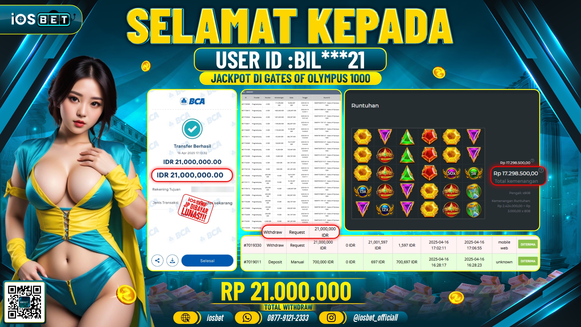 Bukti Pembayaran LUNAS SLOT GAME GACOR  Rp.21.000.000