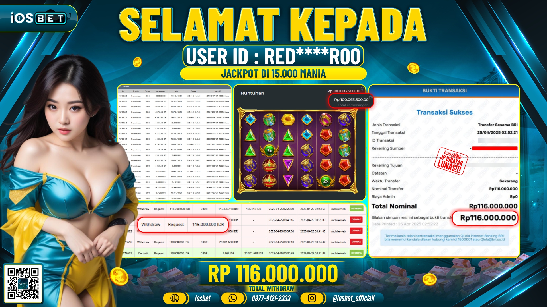 Bukti Pembayaran LUNAS SLOT GAME GACOR  Rp.116.000.000