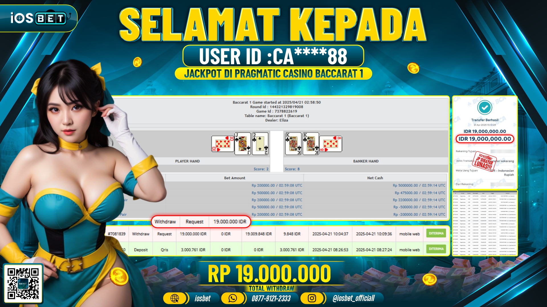 Bukti Pembayaran LUNAS CASINO GAME GACOR  Rp.19.000.000