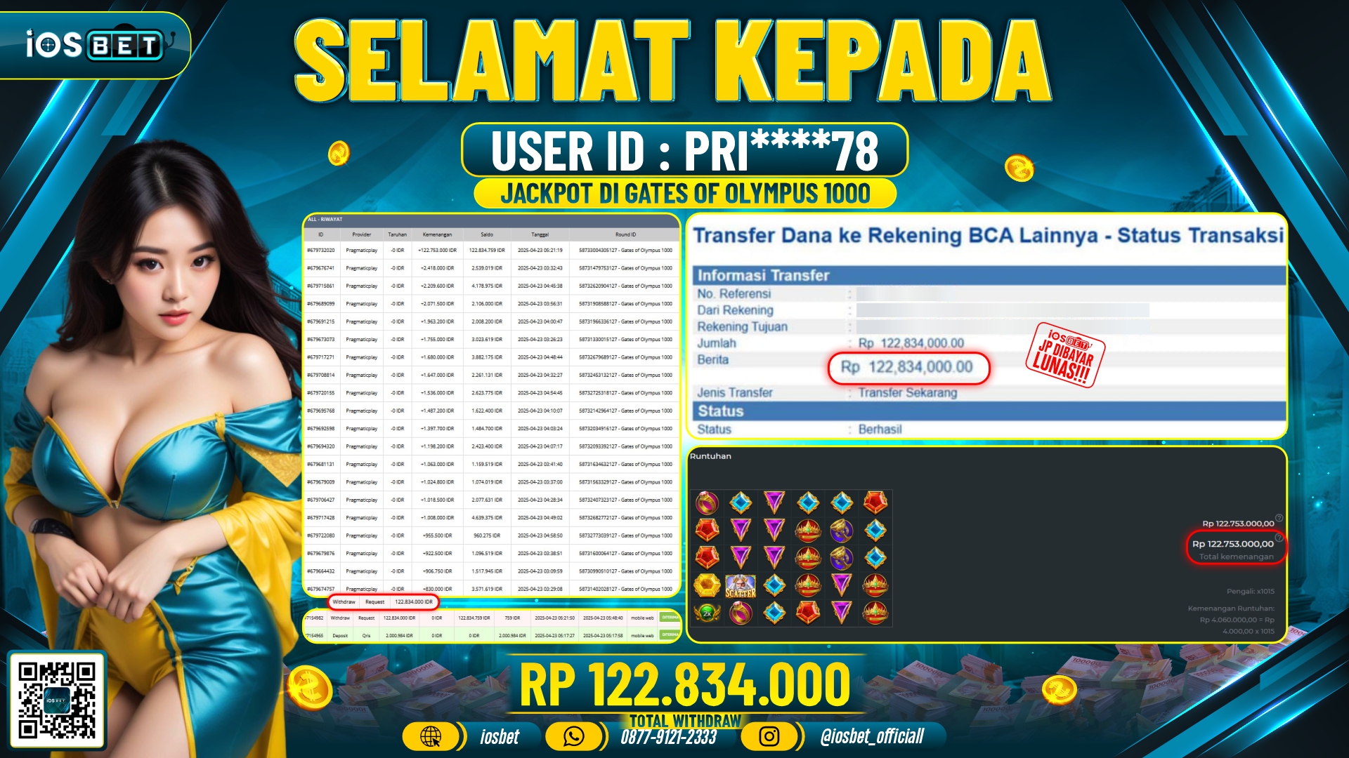 Bukti Pembayaran LUNAS SLOT GAME GACOR  Rp.122.834.000