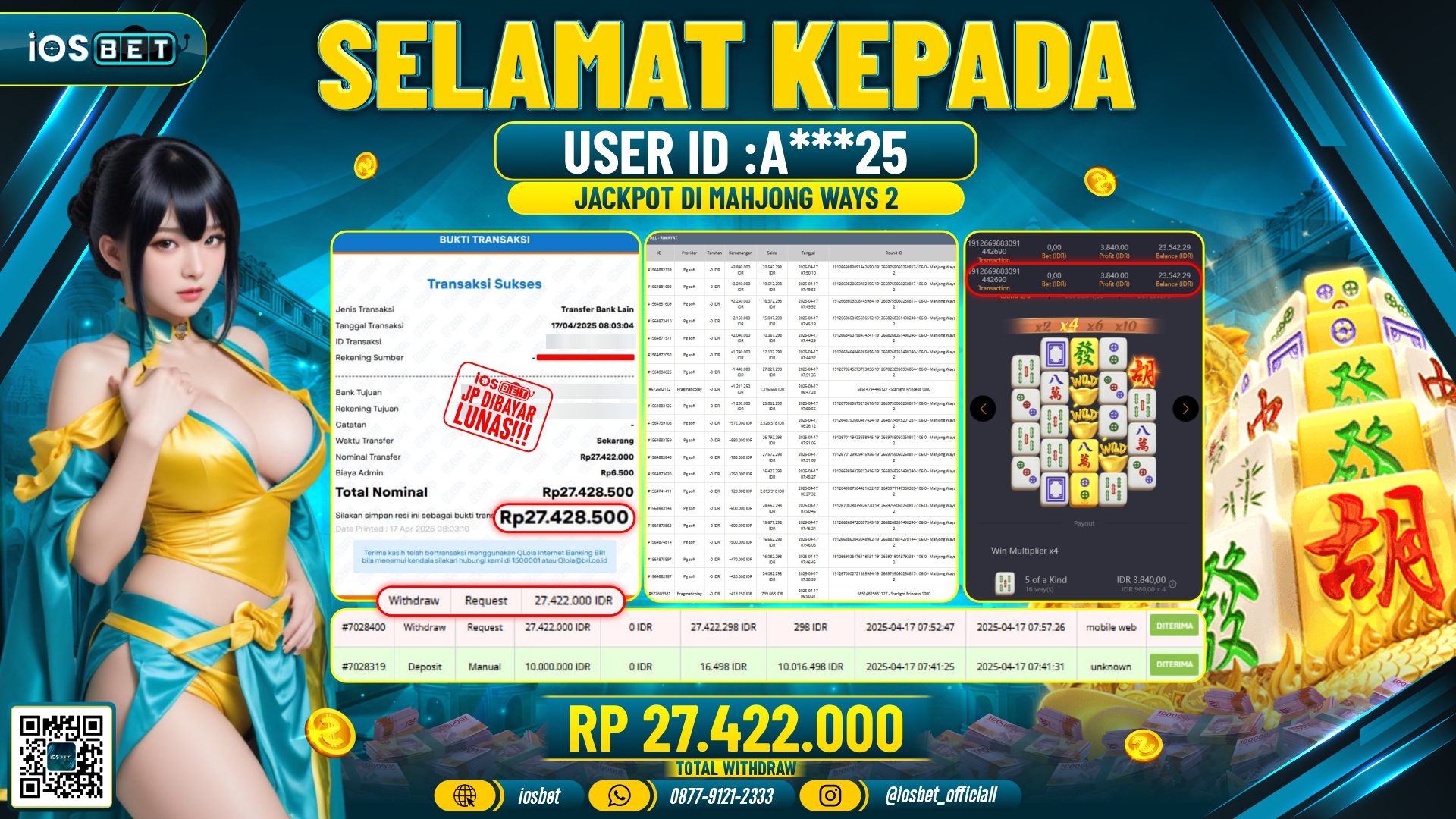 Bukti Pembayaran LUNAS SLOT GAME GACOR  Rp.27.422.000