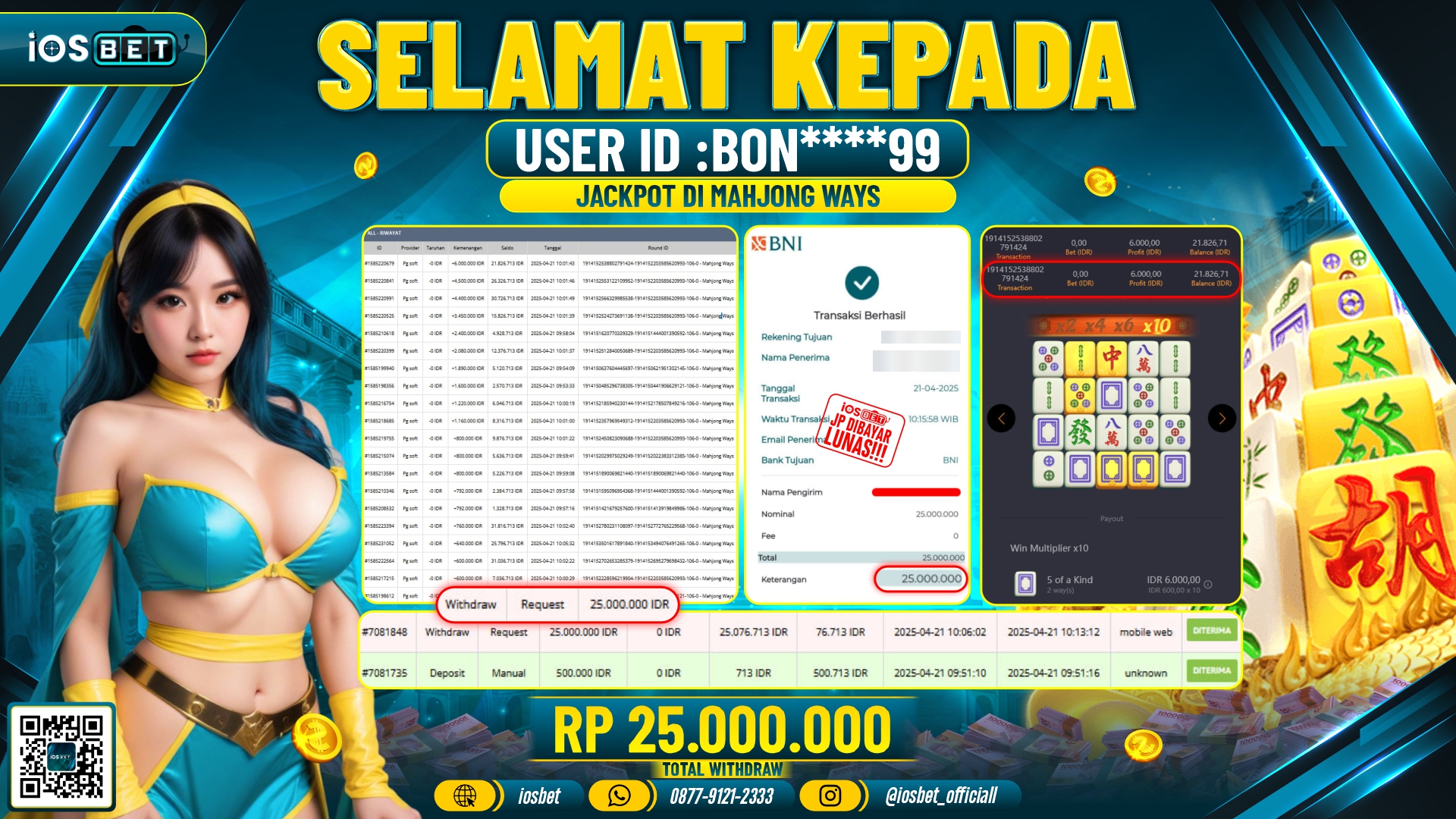 Bukti Pembayaran LUNAS SLOT GAME GACOR  Rp.25.000.000