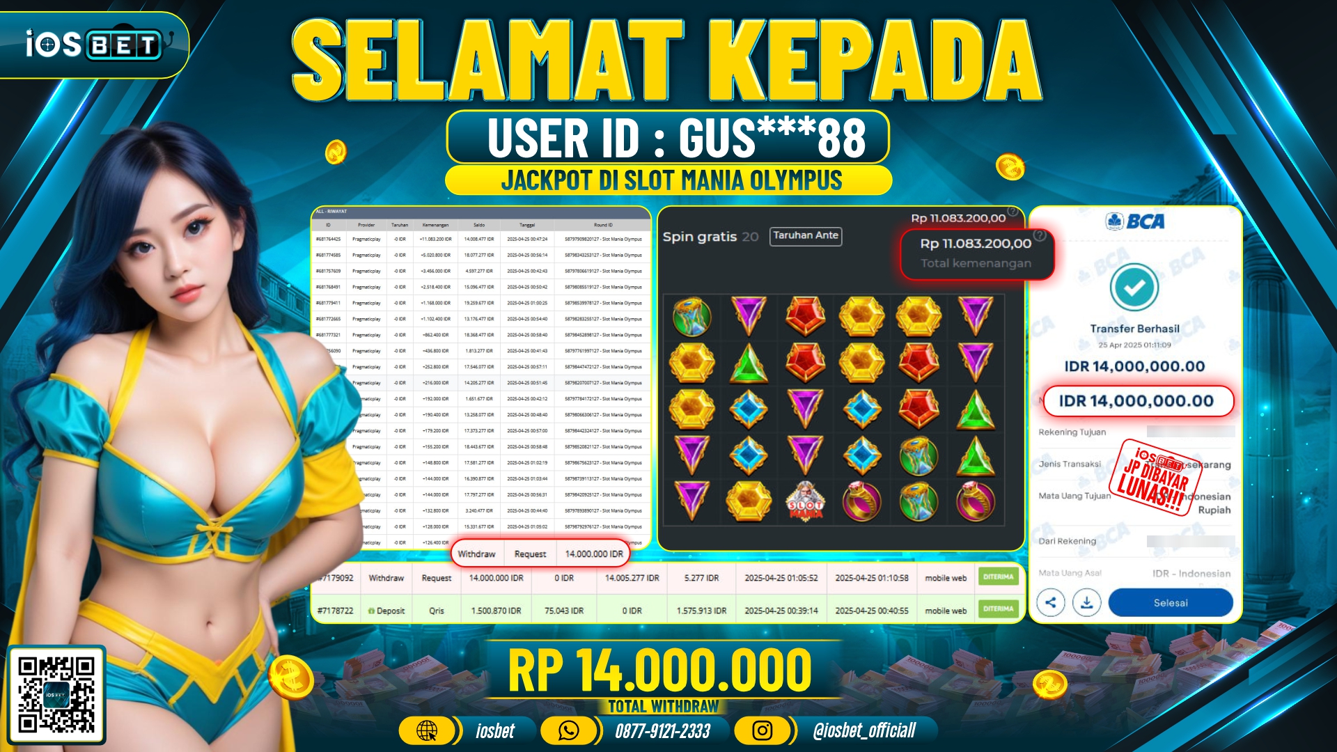 Bukti Pembayaran LUNAS SLOT GAME GACOR  Rp.14.000.000