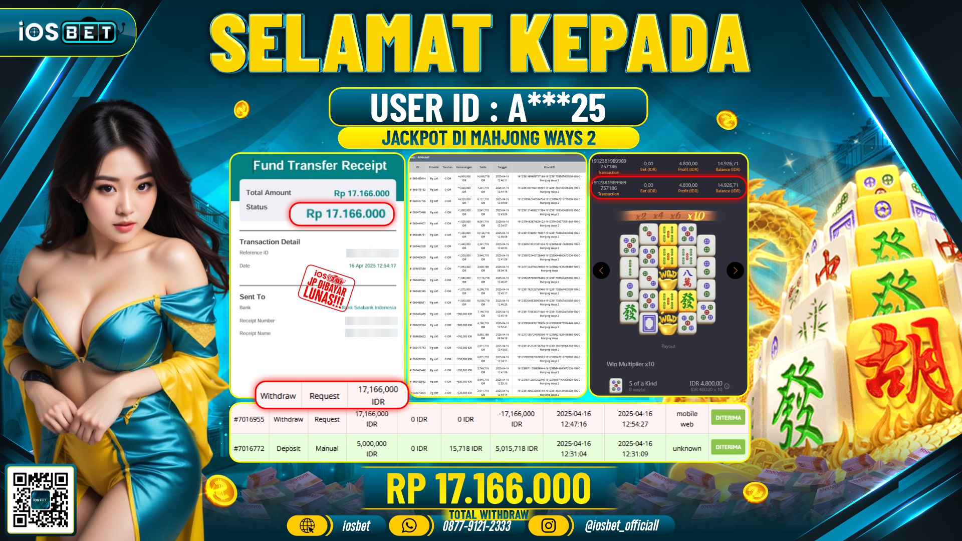Bukti Pembayaran LUNAS SLOT GAME GACOR  Rp.17.166.000