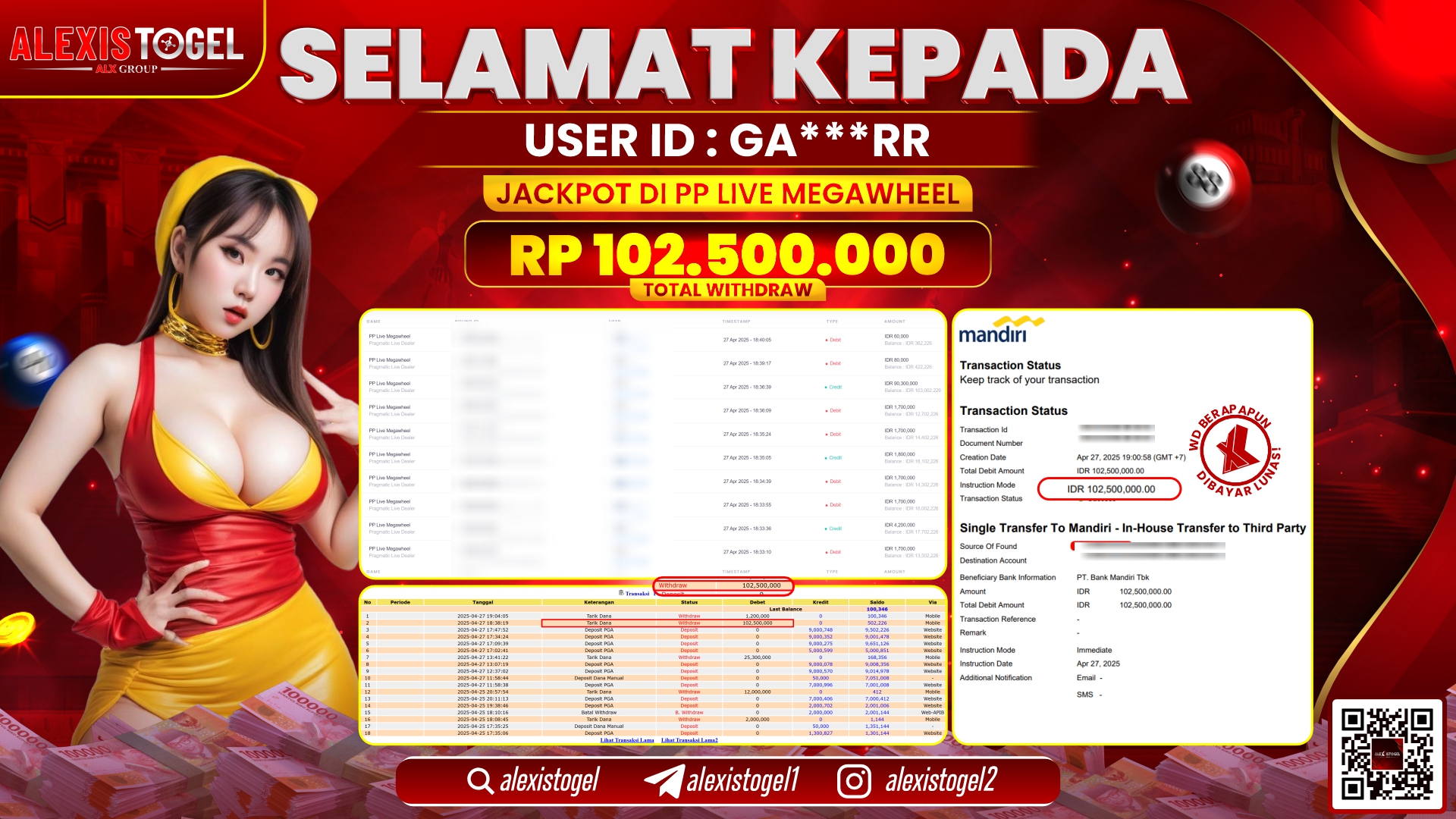 ALEXISTOGEL di PP LIVE MEGAWHEEL RP.102.500.000 LUNAS