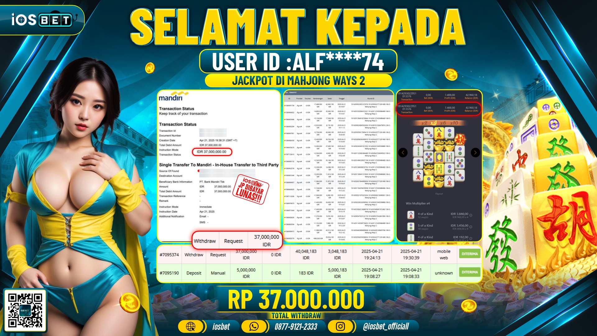 Bukti Pembayaran LUNAS SLOT GAME GACOR  Rp.37.000.000