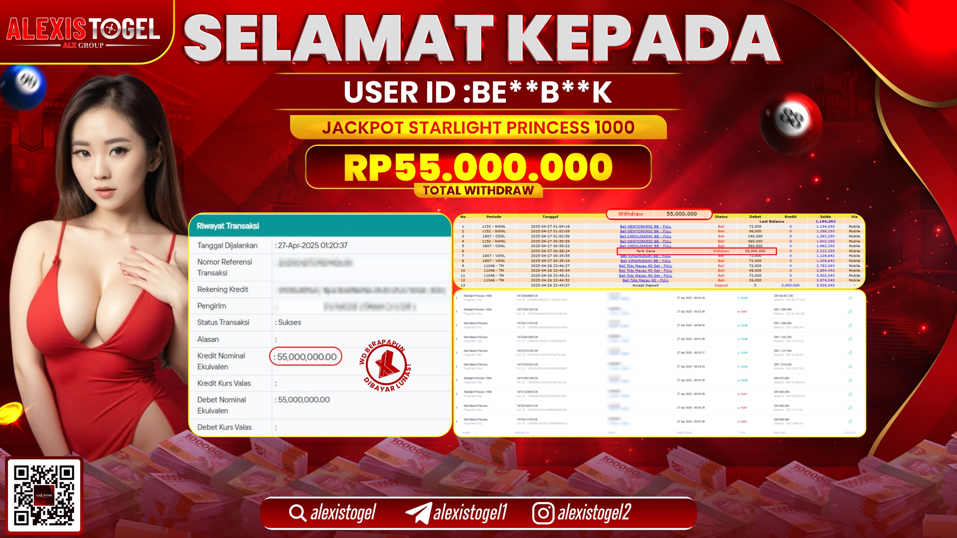 ALEXISTOGEL di SLOT STARLIGHT PRINCESS RP.55.000.000 LUNAS