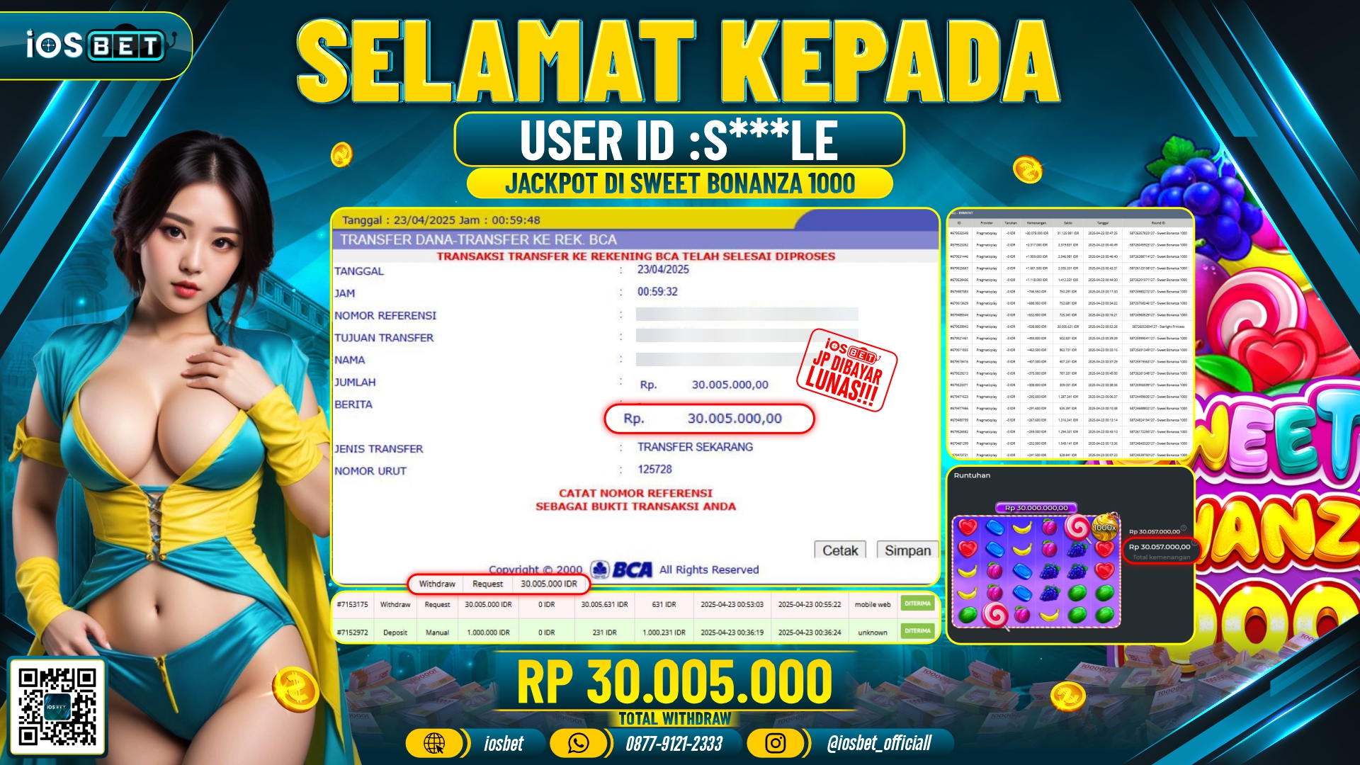 Bukti Pembayaran LUNAS SLOT GAME GACOR  Rp.30.005.000