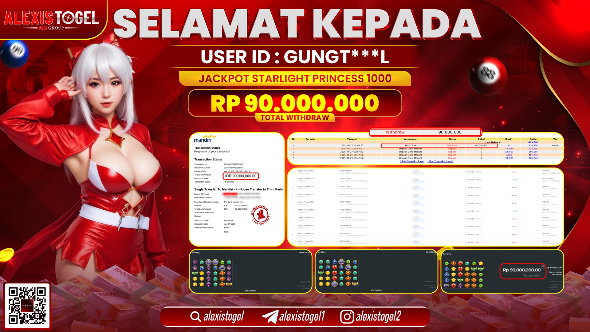 ALEXISTOGEL di SLOT STARLIGHT PRINCESS RP.90.000.000 LUNAS