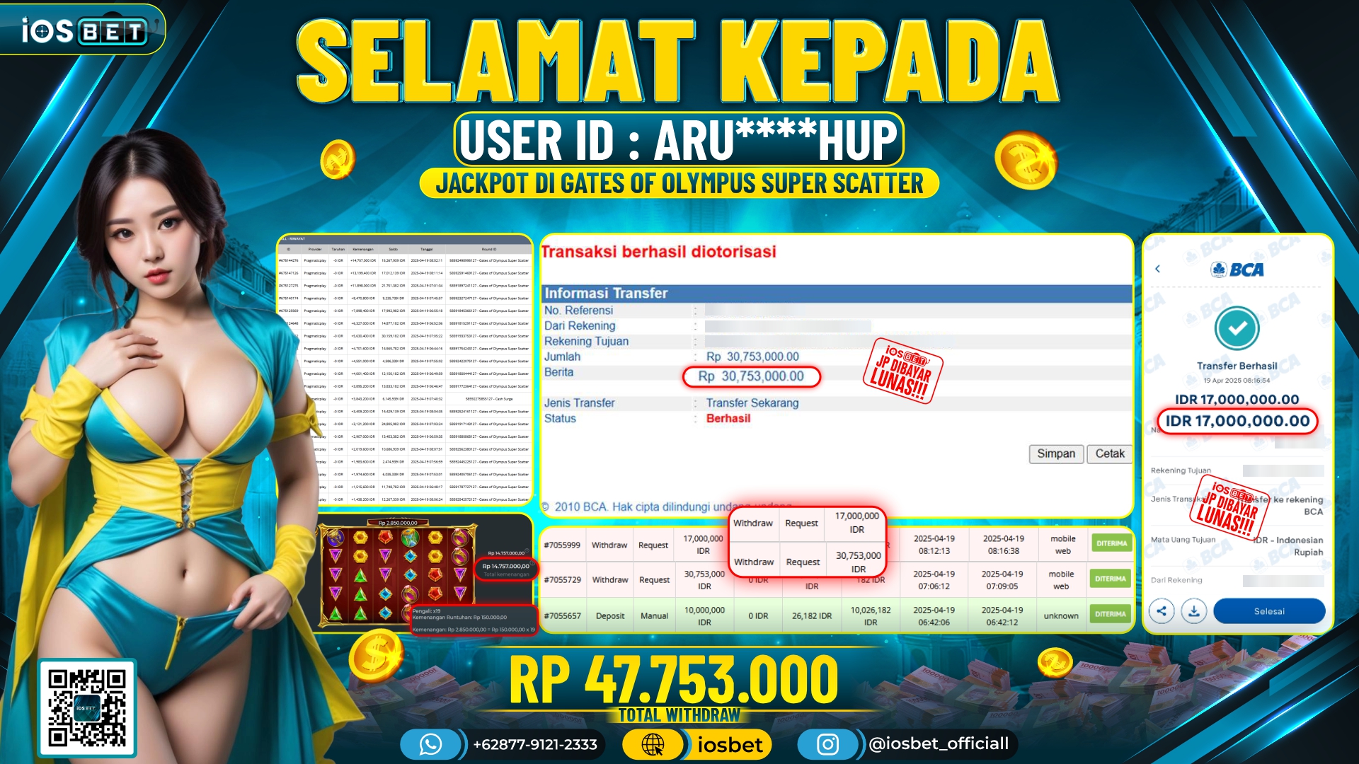 Bukti Pembayaran LUNAS SLOT GAME GACOR  Rp.47.753.000