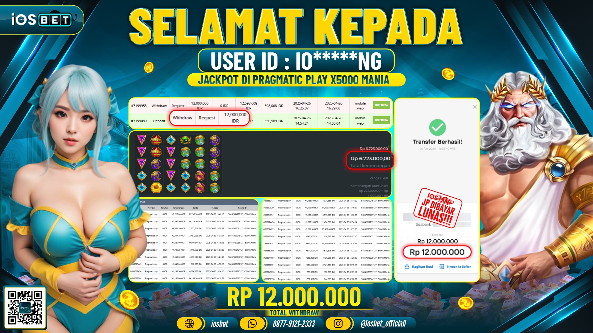 Bukti Pembayaran LUNAS SLOT GAME GACOR  Rp.12.000.000