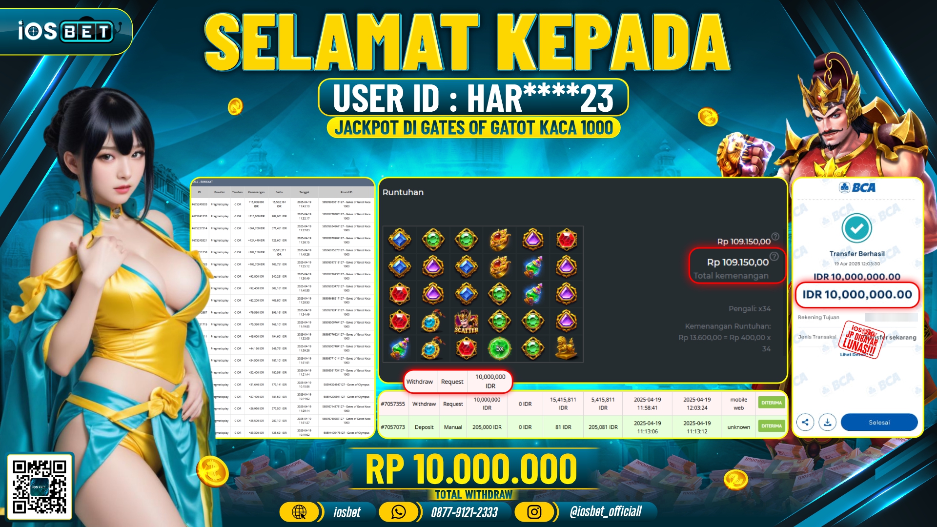 Bukti Pembayaran LUNAS SLOT GAME GACOR  Rp.10.000.000
