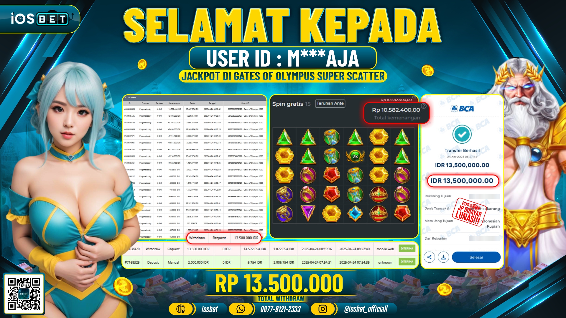 Bukti Pembayaran LUNAS SLOT GAME GACOR  Rp.13.500.000