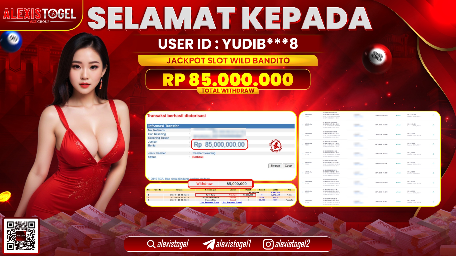 ALEXISTOGEL di SLOT WILD BANDITO RP.85.000.000 LUNAS