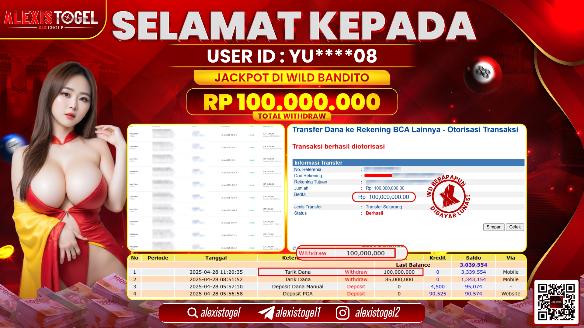 ALEXISTOGEL di SLOT WILD BANDITO RP.100.000.000 LUNAS