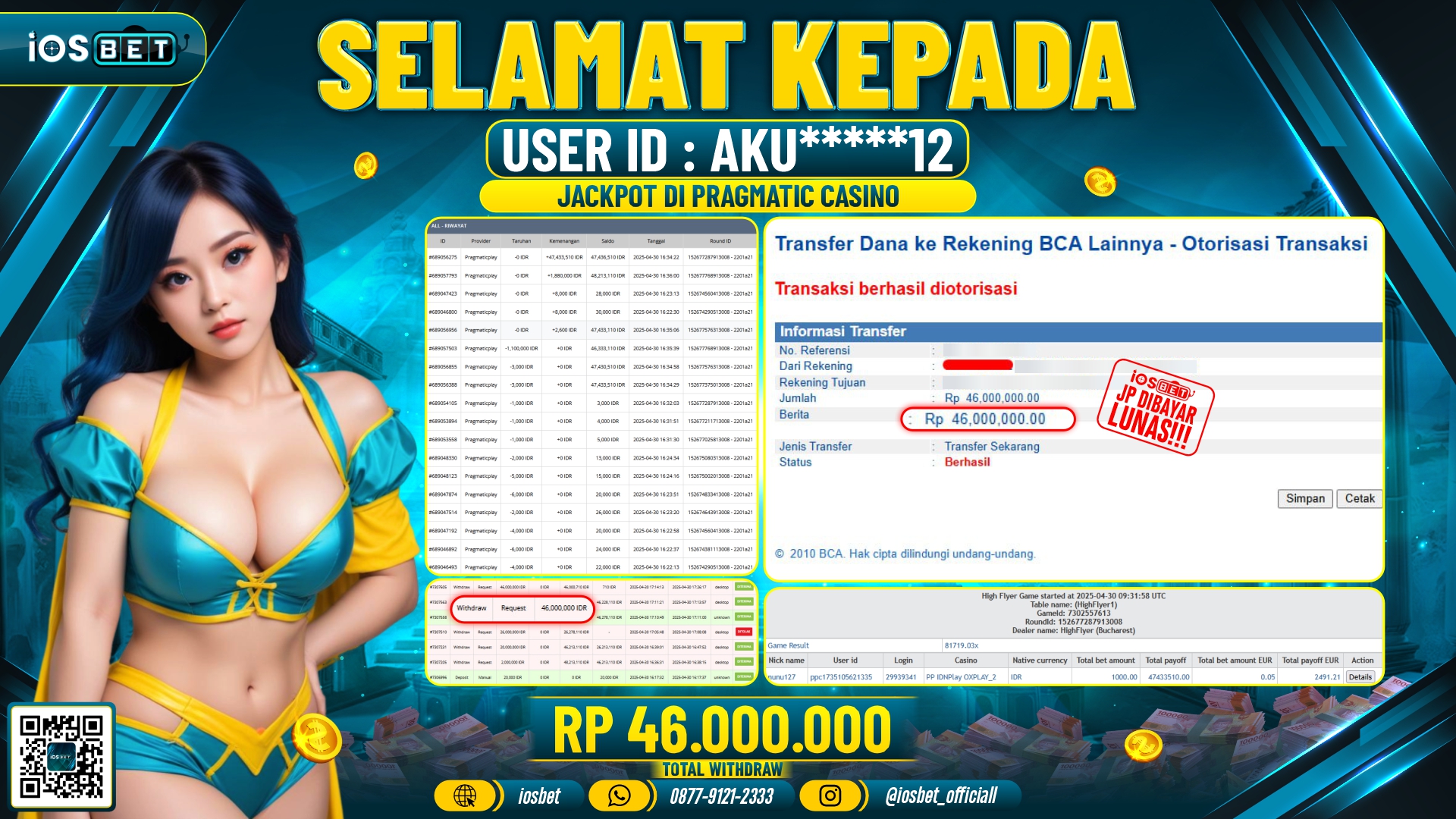 Bukti Pembayaran LUNAS  CASINO GAME GACOR  Rp.46.000.000