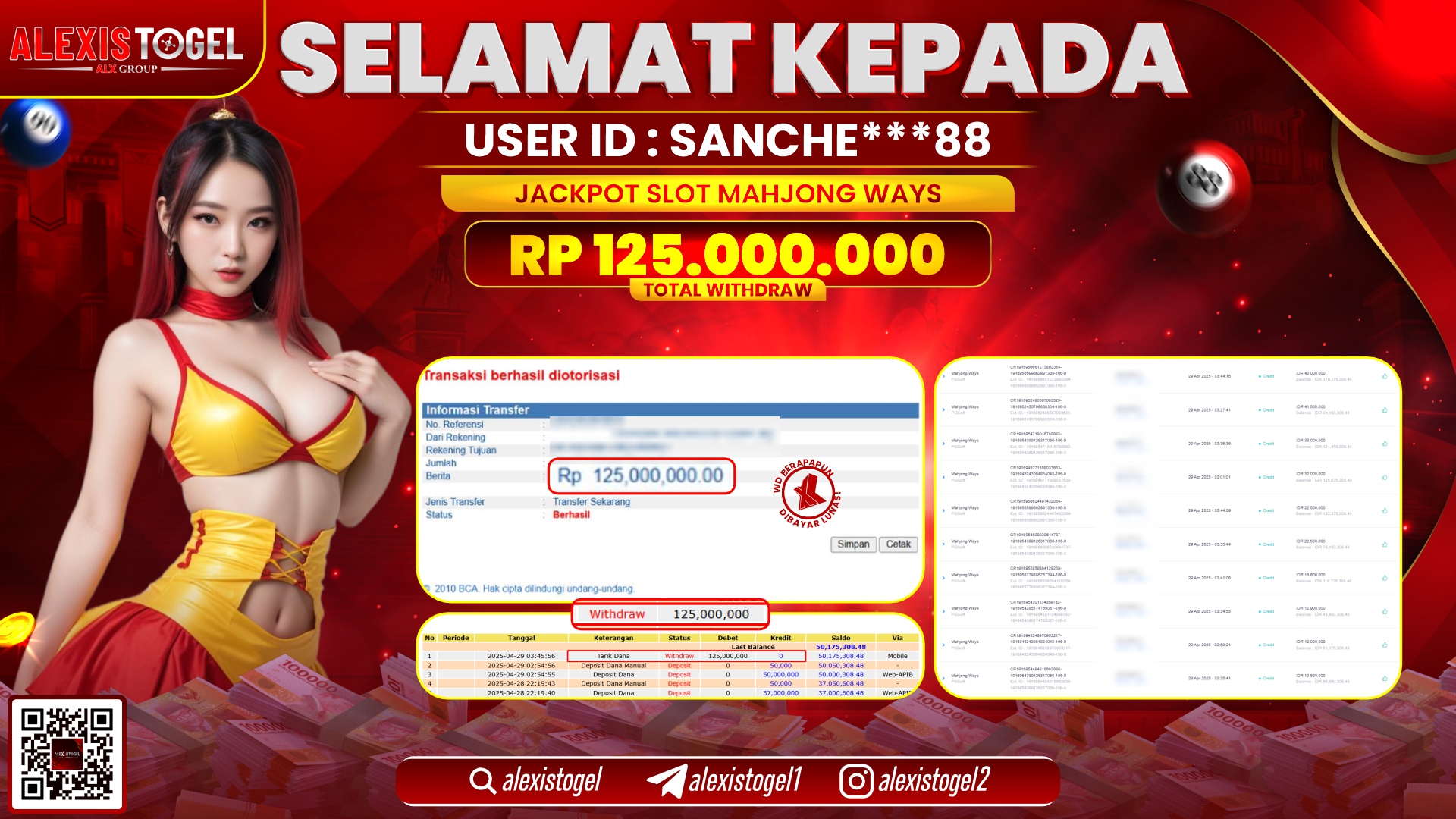 ALEXISTOGEL di SLOT MAHJONG WAYS RP.125.000.000 LUNAS
