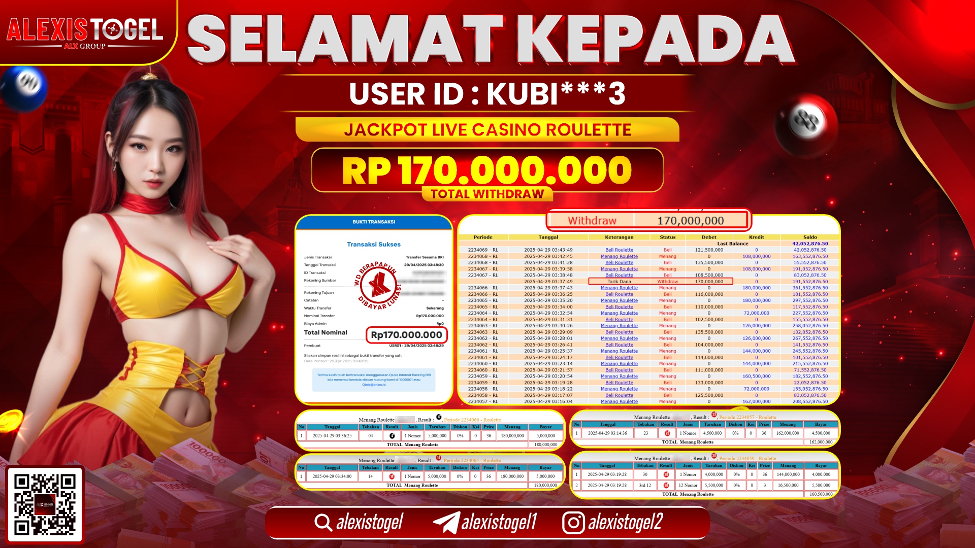 ALEXISTOGEL di CASINO ROULETTE RP.170.000.000 LUNAS