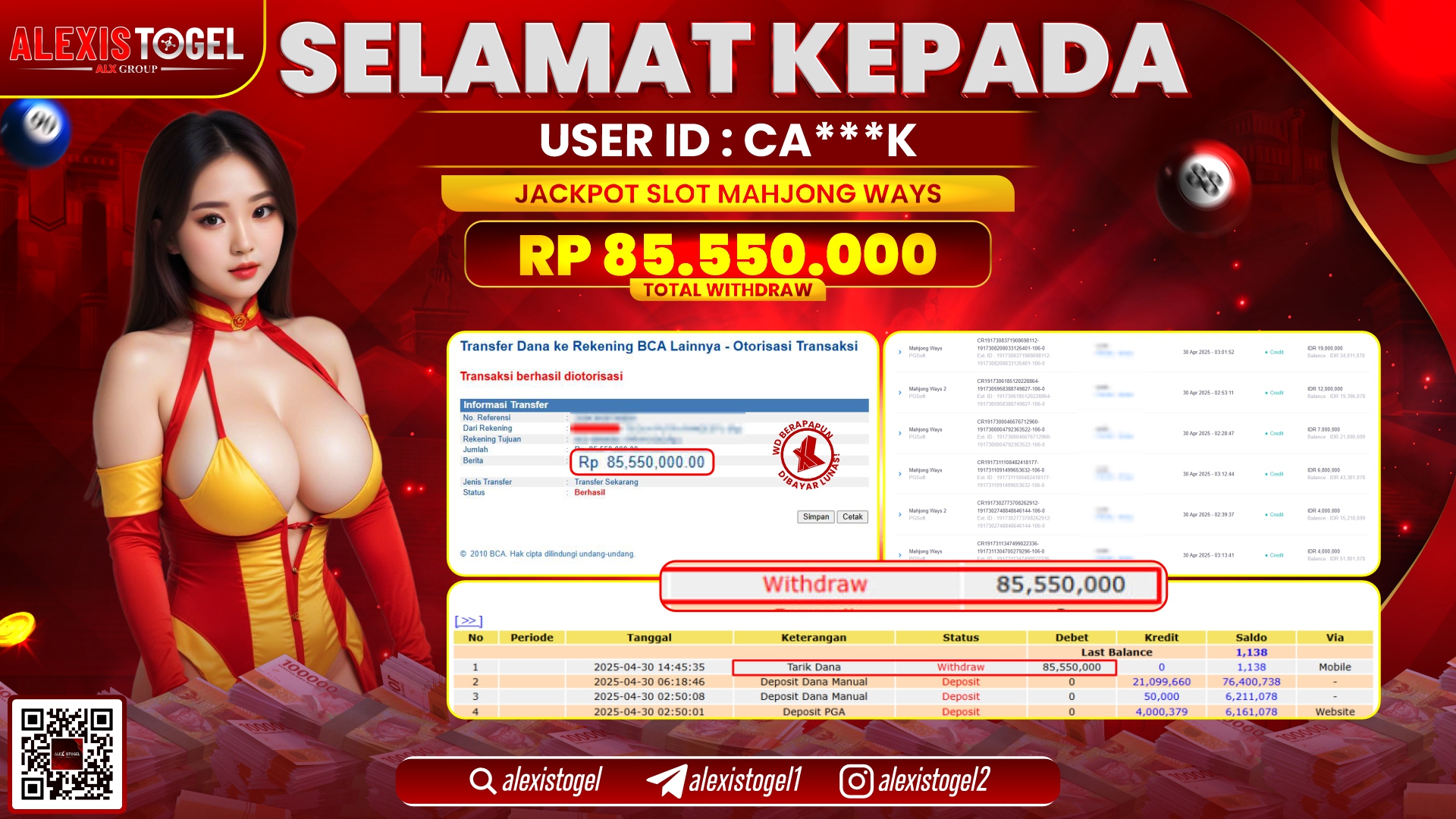 ALEXISTOGEL di SLOT MAHJONG WAYS RP.85.550.000 LUNAS