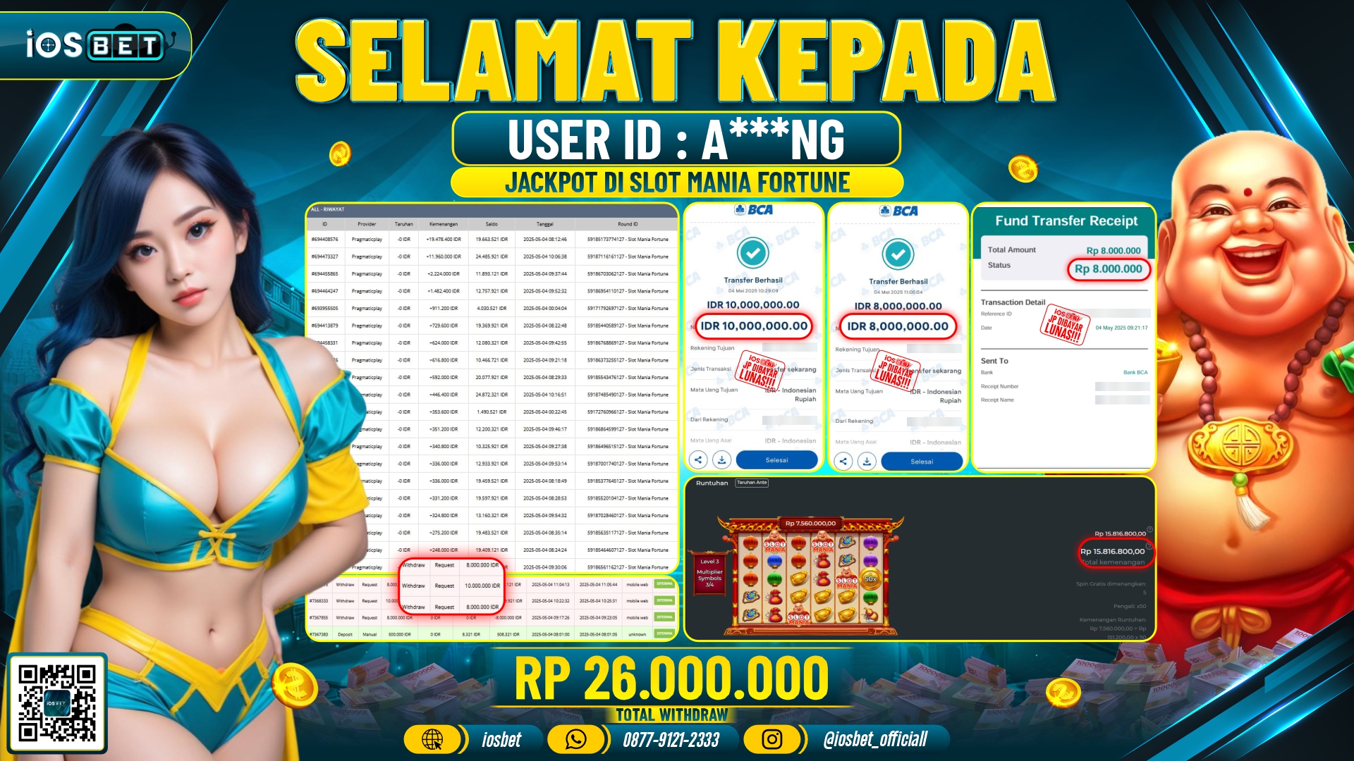 Bukti Pembayaran LUNAS SLOT GAME GACOR  Rp.26.000.000