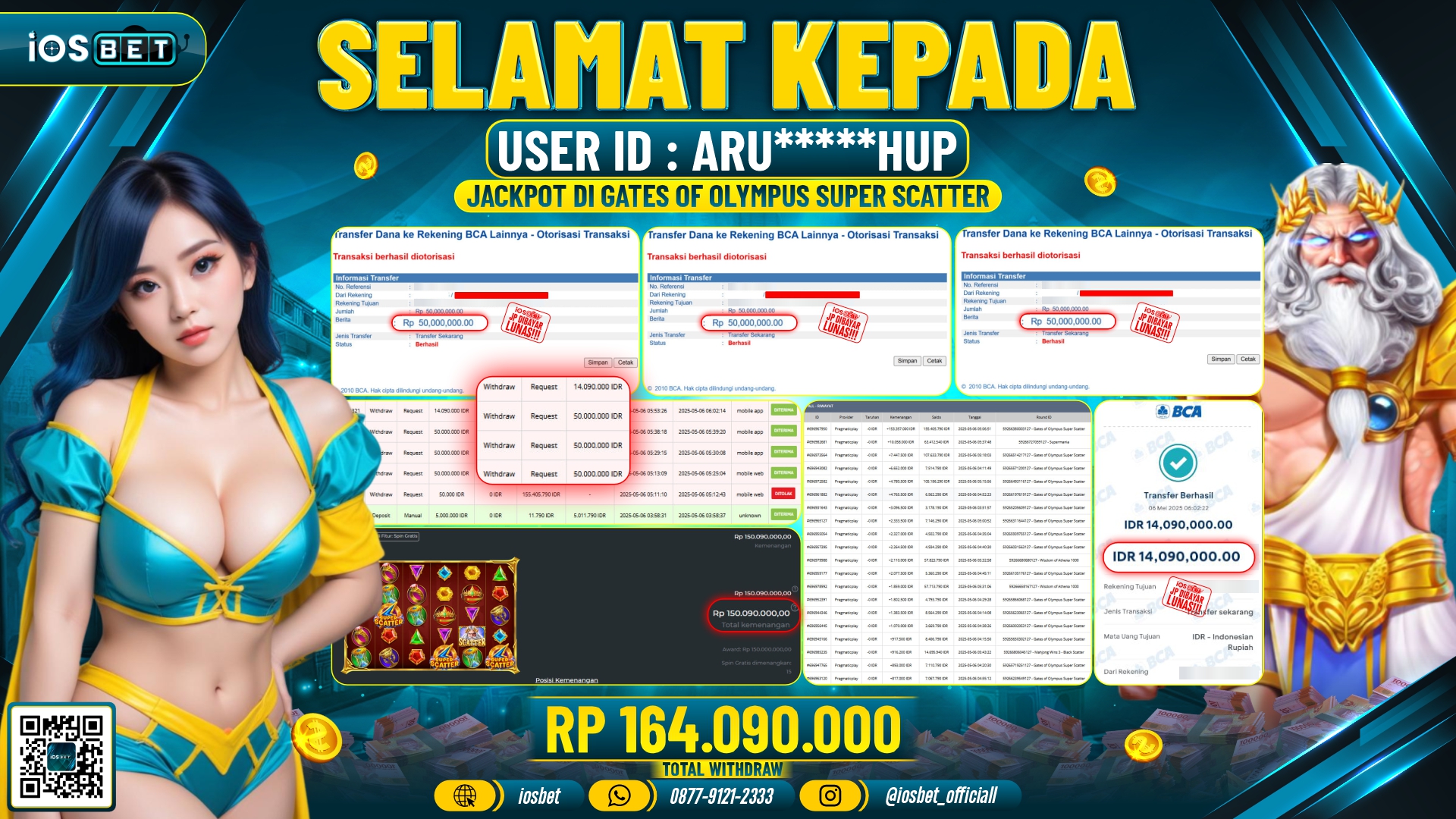 Bukti Pembayaran LUNAS SLOT GAME GACOR  Rp.164.090.000