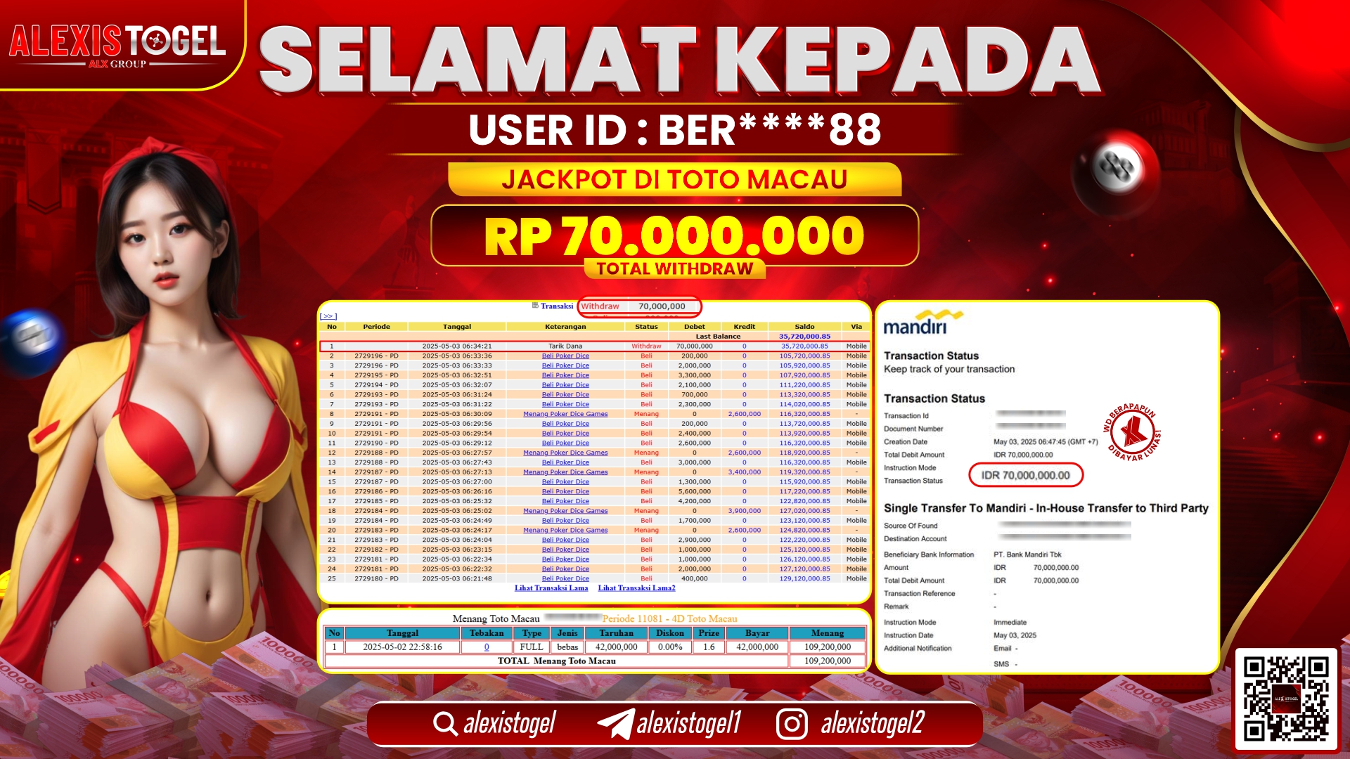 ALEXISTOGEL di TOGEL TOTOMACAU RP.70.000.000 LUNAS