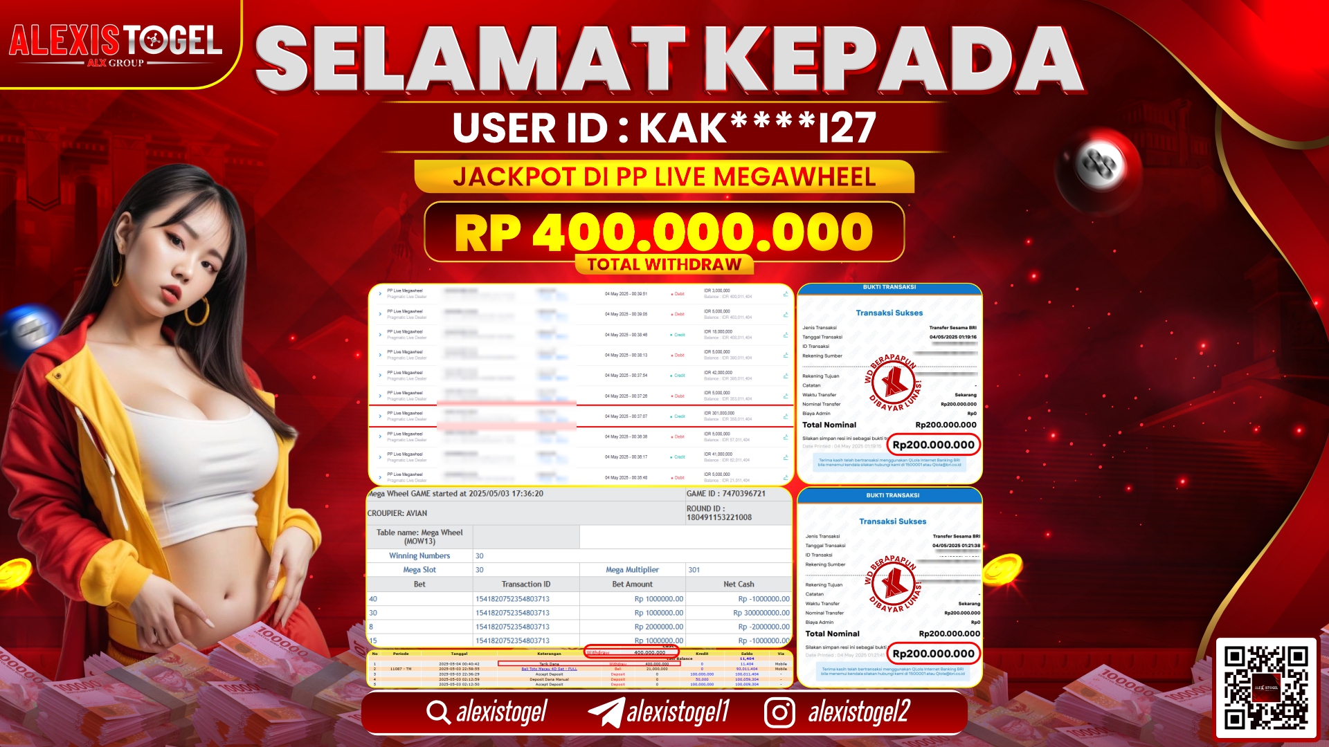 ALEXISTOGEL di PP LIVE MEGAWHEEL RP.400.000.000 LUNAS