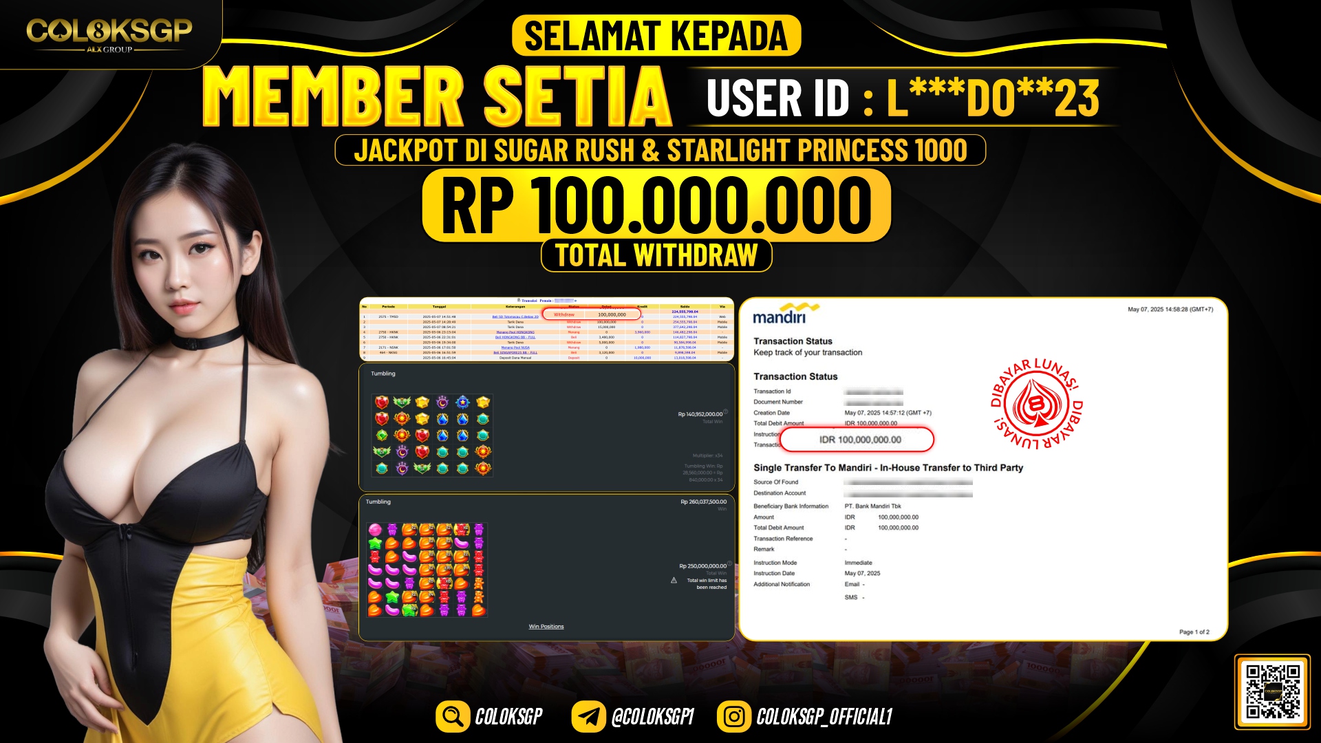 COLOKSGP JACKPOT SLOT SUGAR RUSH & STARLIGHT PRINCESS 1000