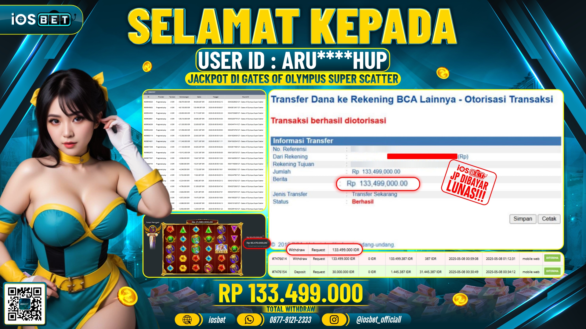 Bukti Pembayaran LUNAS SLOT GAME GACOR  Rp.133.499.000