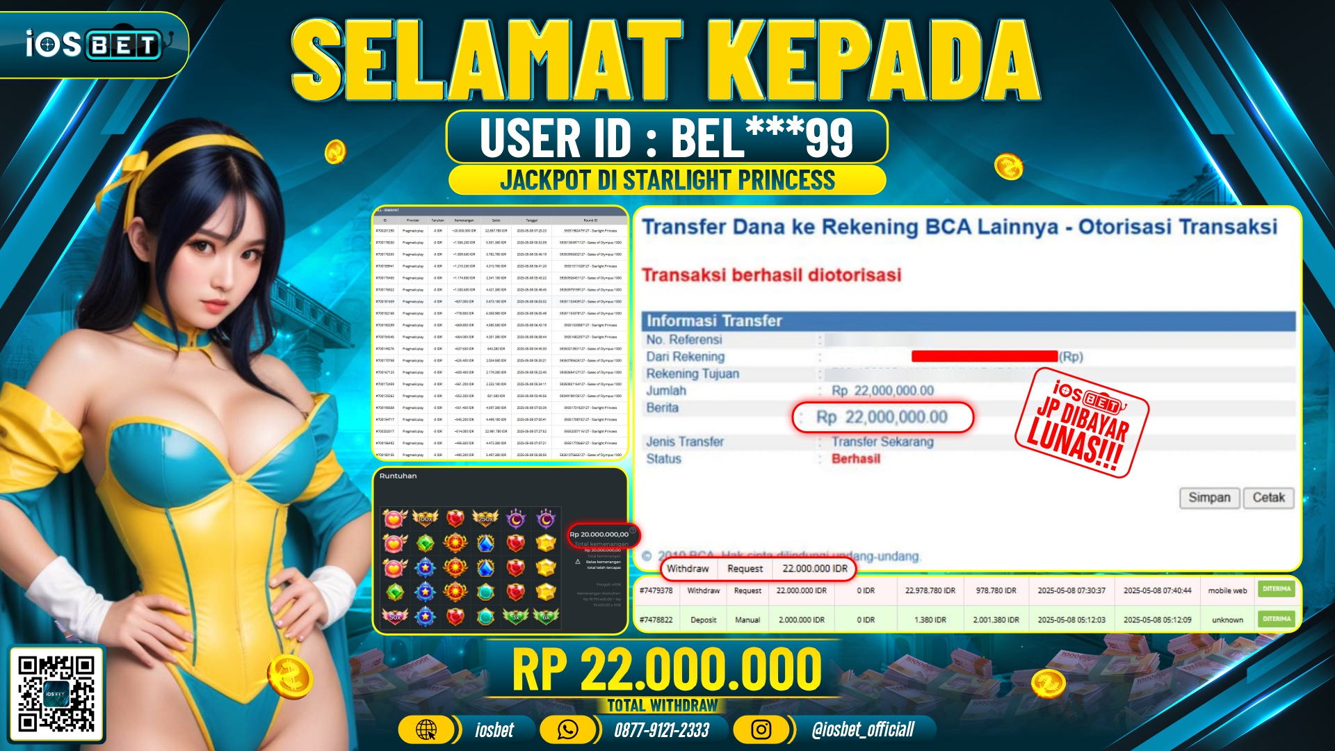 Bukti Pembayaran LUNAS SLOT GAME GACOR  Rp.22.000.000