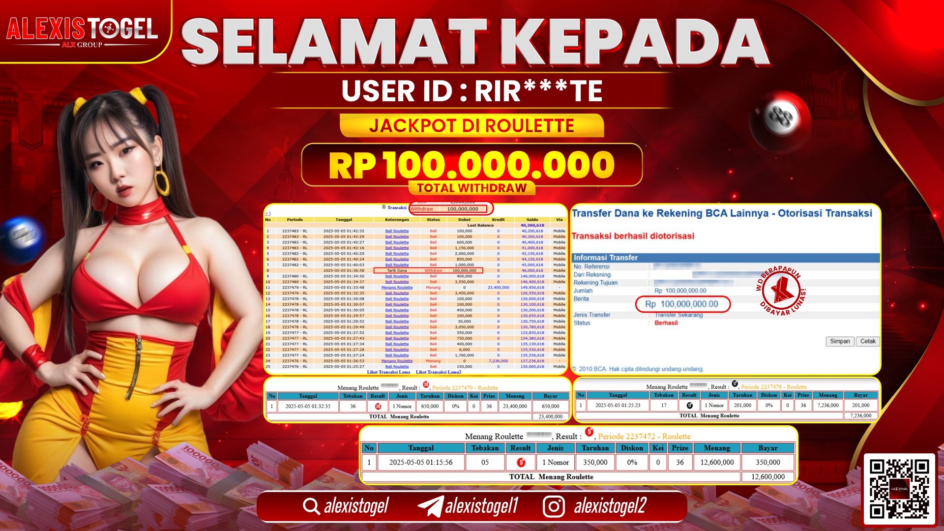 ALEXISTOGEL di LIVE CASINO ROULETTE RP.100.000.000 LUNAS
