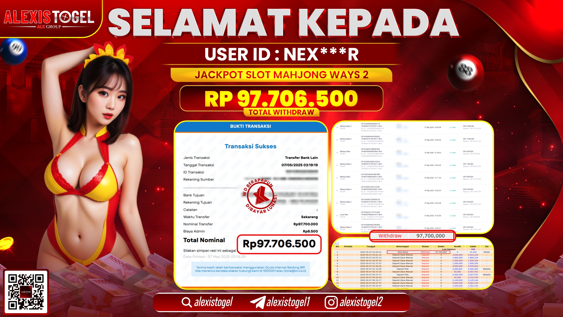 ALEXISTOGEL di SLOT MAHJONG WAYS 2 RP.97.706.500 LUNAS