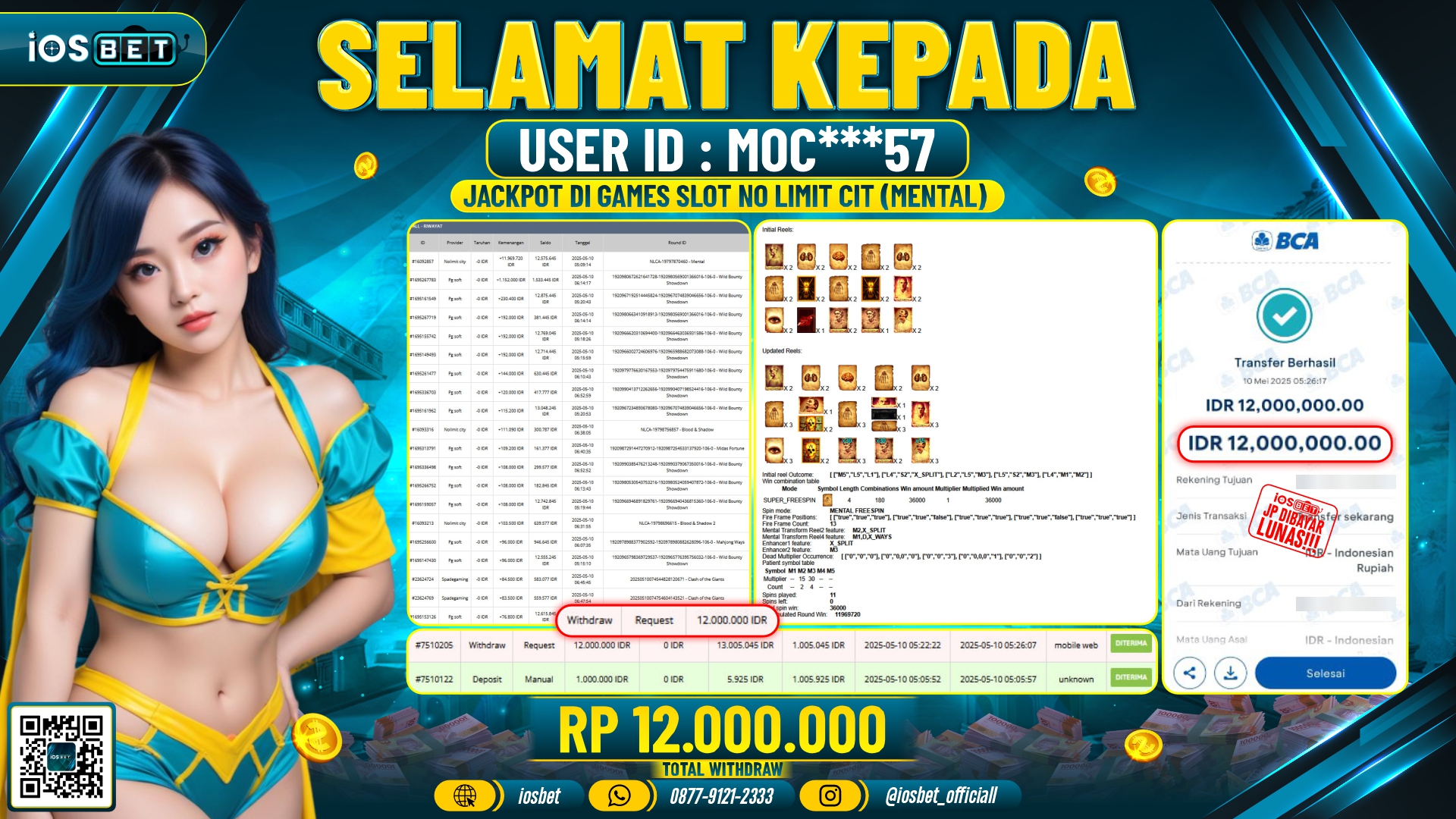 Bukti Pembayaran LUNAS SLOT GAME GACOR  Rp.12.000.000
