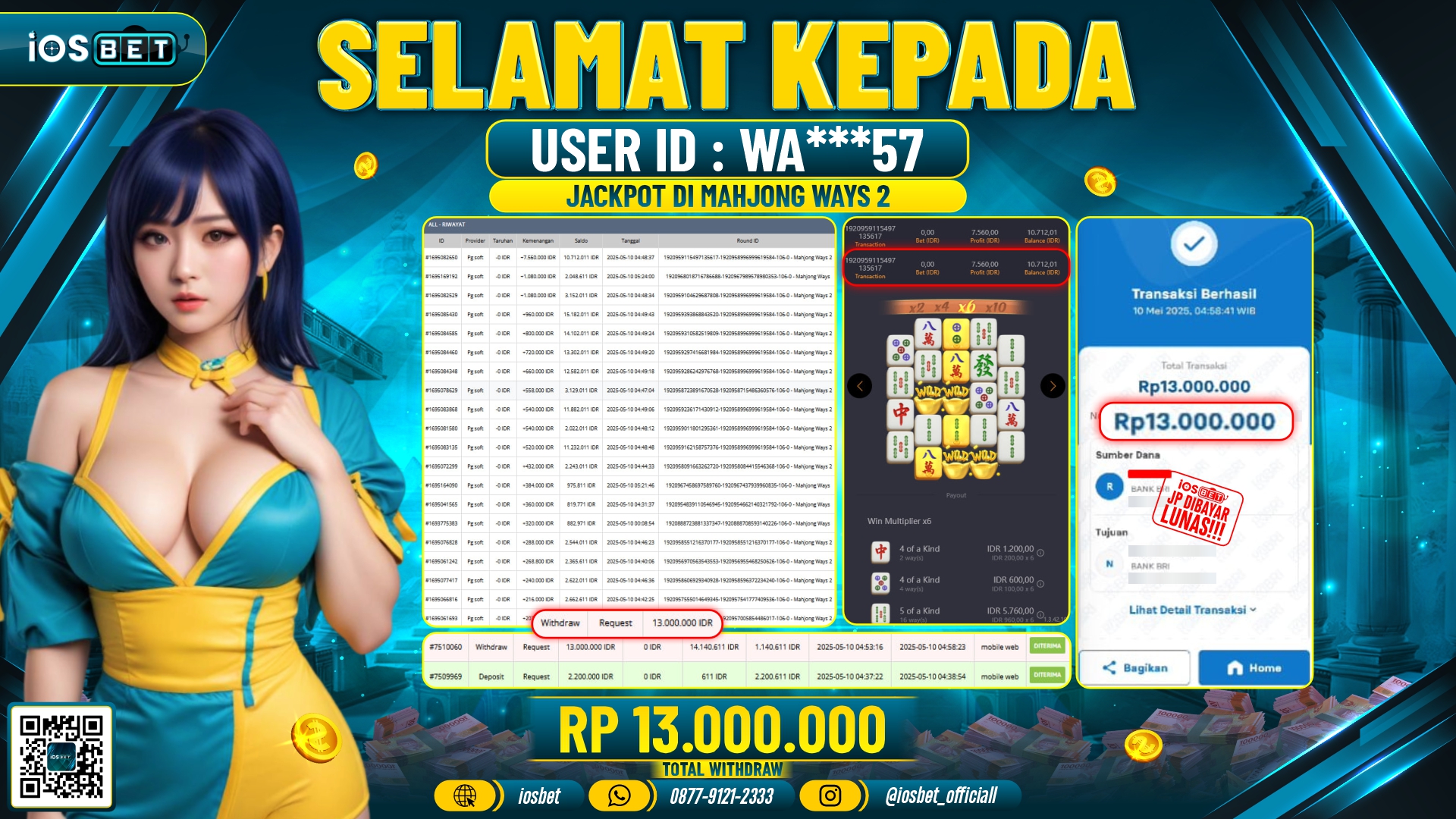 Bukti Pembayaran LUNAS SLOT GAME GACOR  Rp.13.000.000
