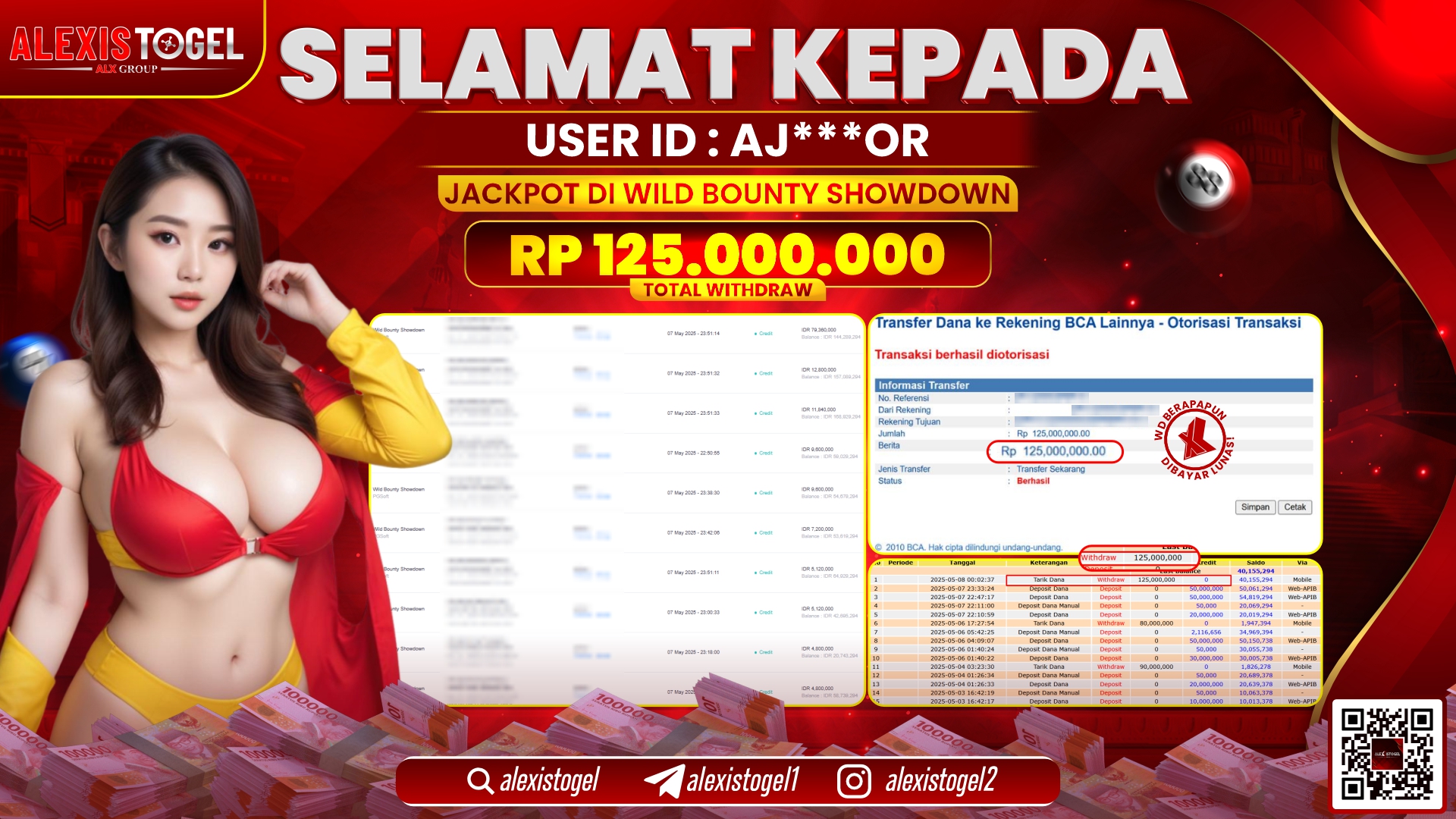 ALEXISTOGEL di SLOT WILD BOUNTY RP.125.000.000 LUNAS