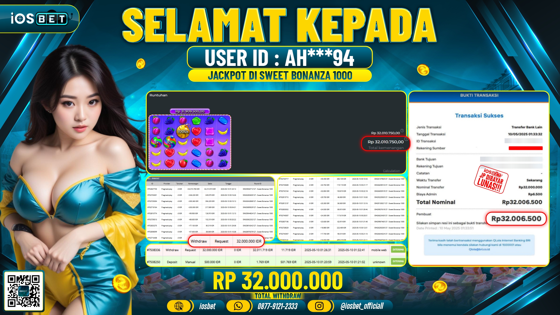 Bukti Pembayaran LUNAS SLOT GAME GACOR  Rp.32.000.000