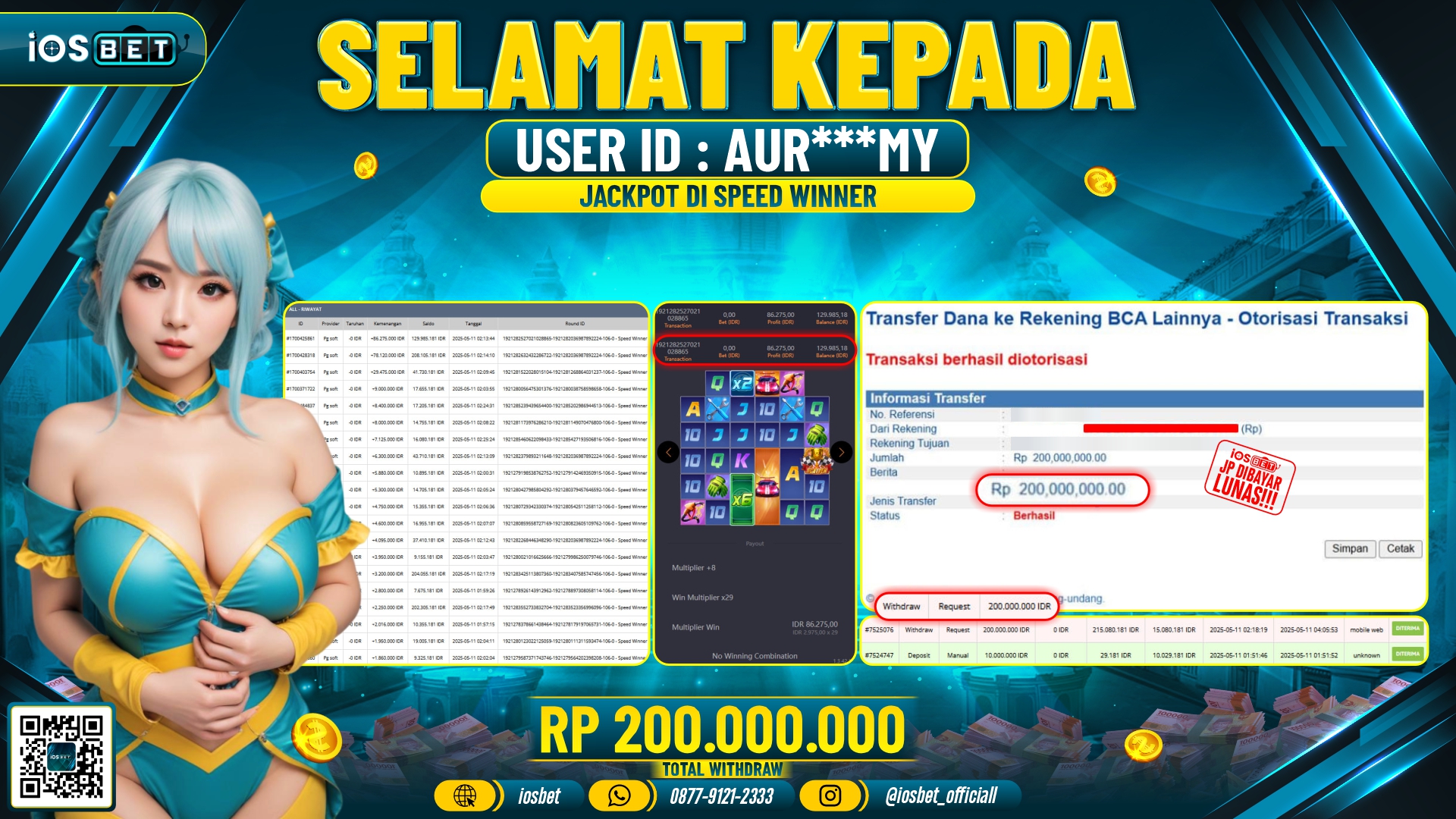 Bukti Pembayaran LUNAS SLOT GAME GACOR  Rp.200.000.000