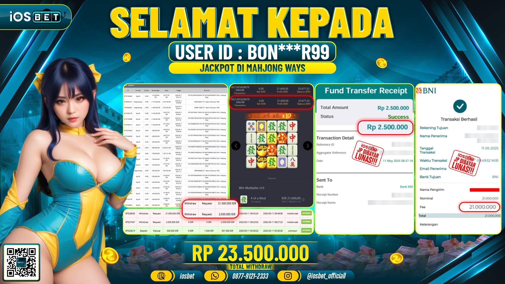 Bukti Pembayaran LUNAS SLOT GAME GACOR  Rp.23.500.000